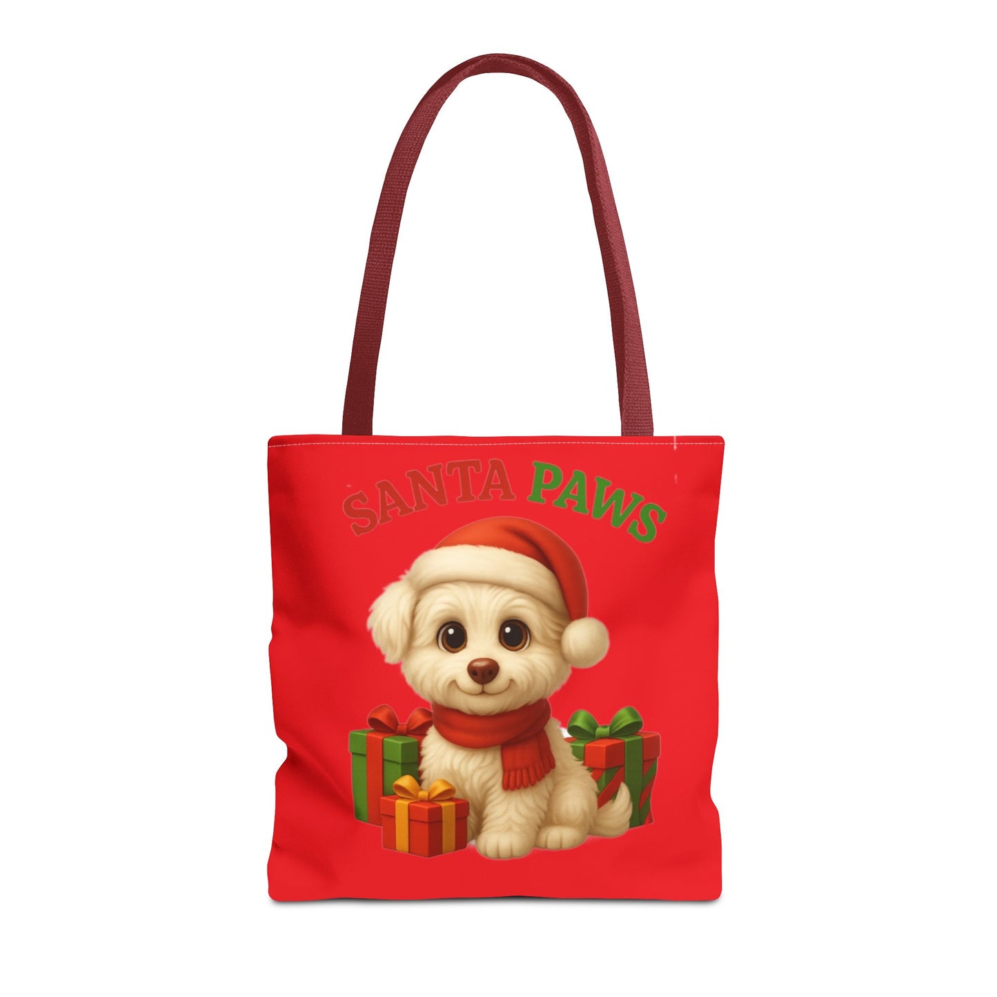 Adorable Santa Paws Tote Bag | Cute Christmas Pet Gift, Holiday Shopping, Pet Lover Accessory, Festive Handbag, Paw Print Tote
