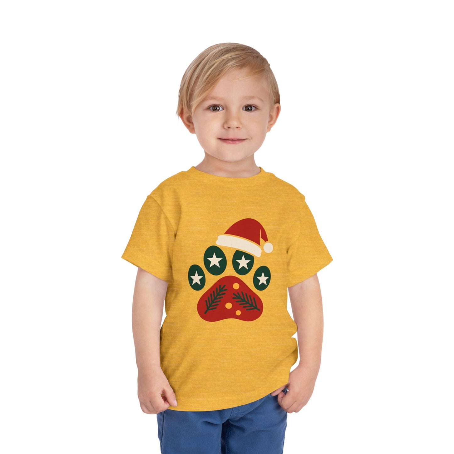 Festive Toddler Tee with Christmas Paw Print Design, Holiday Outfit, Kids Christmas Shirt, Cute Gift for Toddlers, Infant Apparel