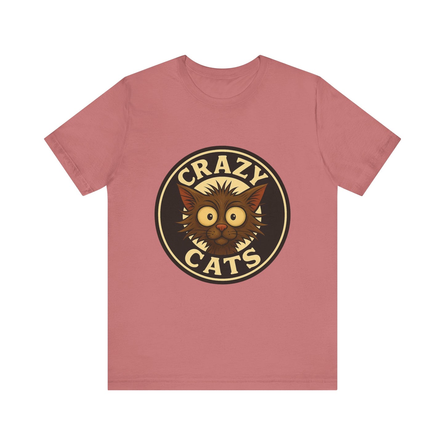 Crazy Cats T‑Shirt — Retro Cute Cat Badge Tee