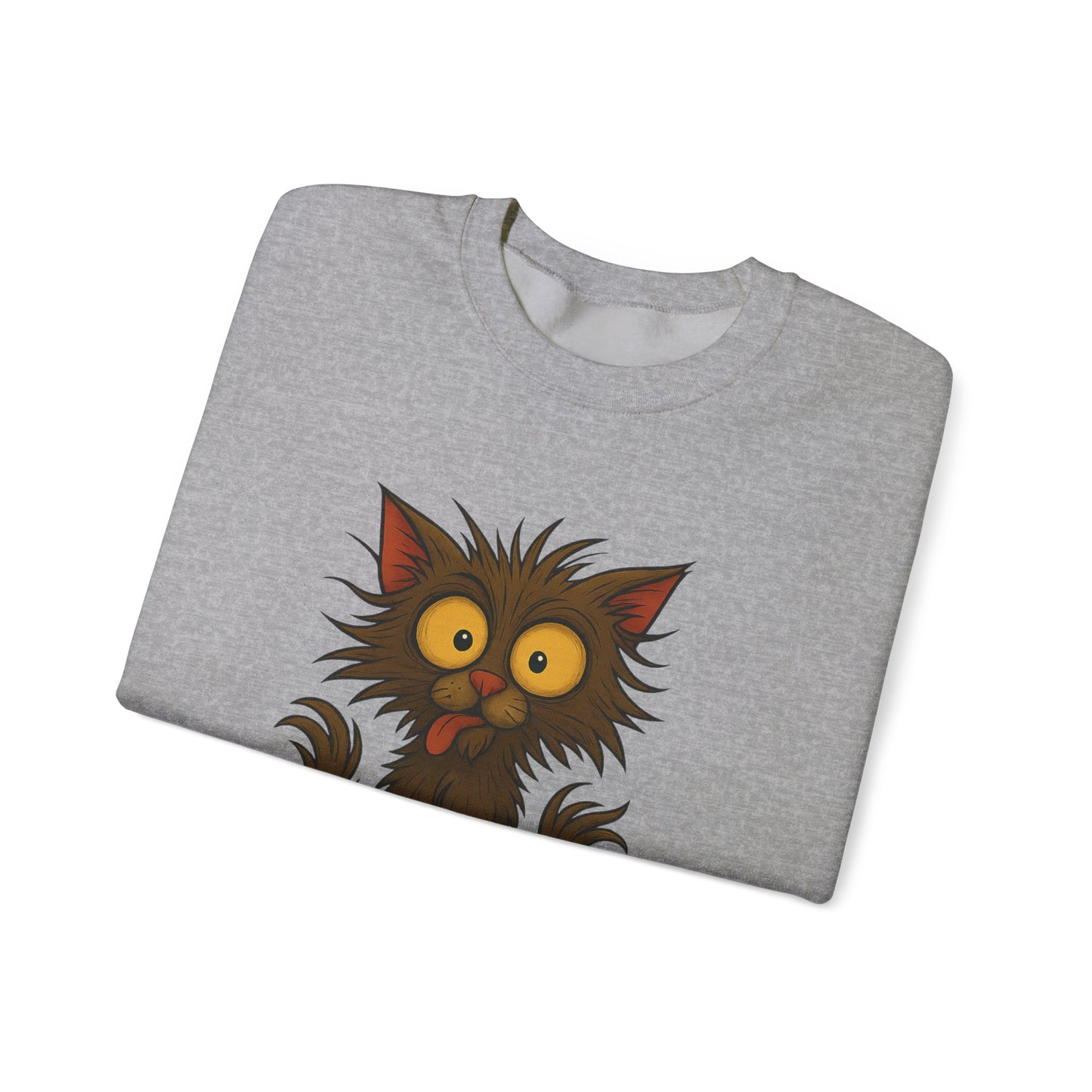 Sweatshirt — "Running on Vibes and Poor Decisions" Cute Crazy Cat Graphic Crewneck