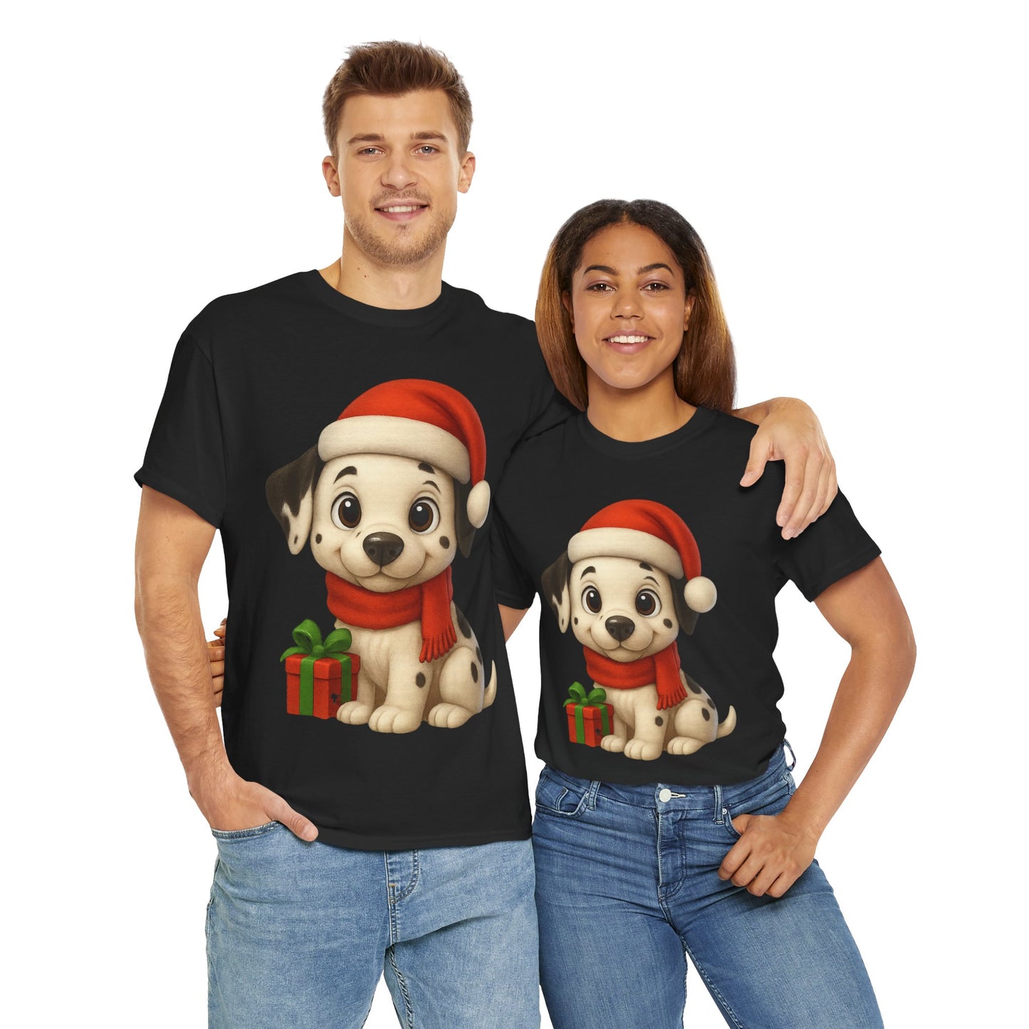 Adorable Christmas Puppy Tee - Unisex Heavy Cotton Tee