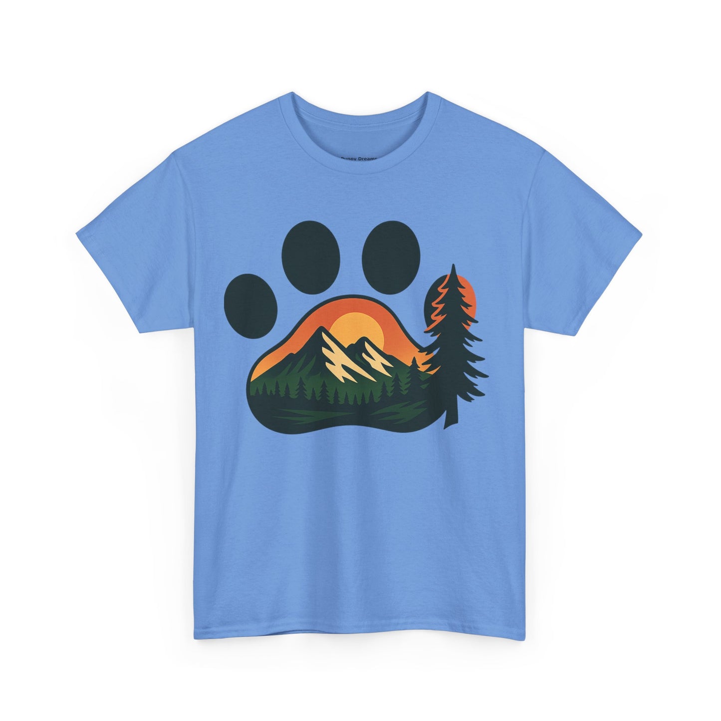 Nature-Inspired Paw Print Tee | Unisex Heavy Cotton T-Shirt for Animal Lovers, Outdoor Enthusiasts, Hiking, Camping, Gift Idea
