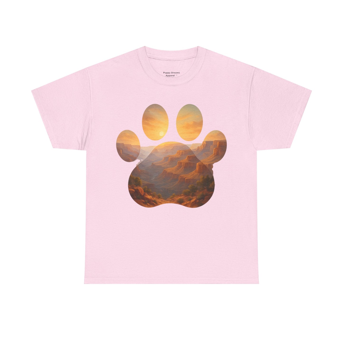 Sunset Paw Print Tee, Unisex T-Shirt for Pet Lovers, Cute Animal Graphic Shirt, Comfortable Everyday Wear, Gift for Dog Owners