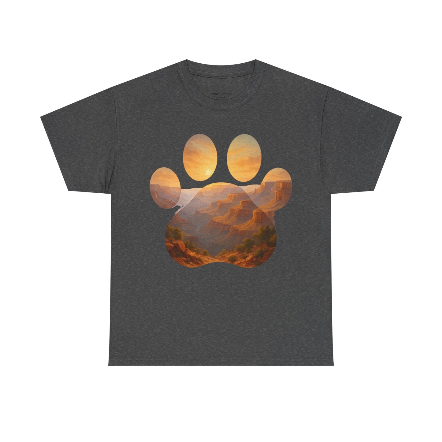 Sunset Paw Print Tee, Unisex T-Shirt for Pet Lovers, Cute Animal Graphic Shirt, Comfortable Everyday Wear, Gift for Dog Owners