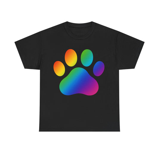 Pride Paw Print Unisex Heavy Cotton Tee | Perfect for Animal Lovers, LGBTQ+ Events, Dog Lovers, Casual Wear, Gift