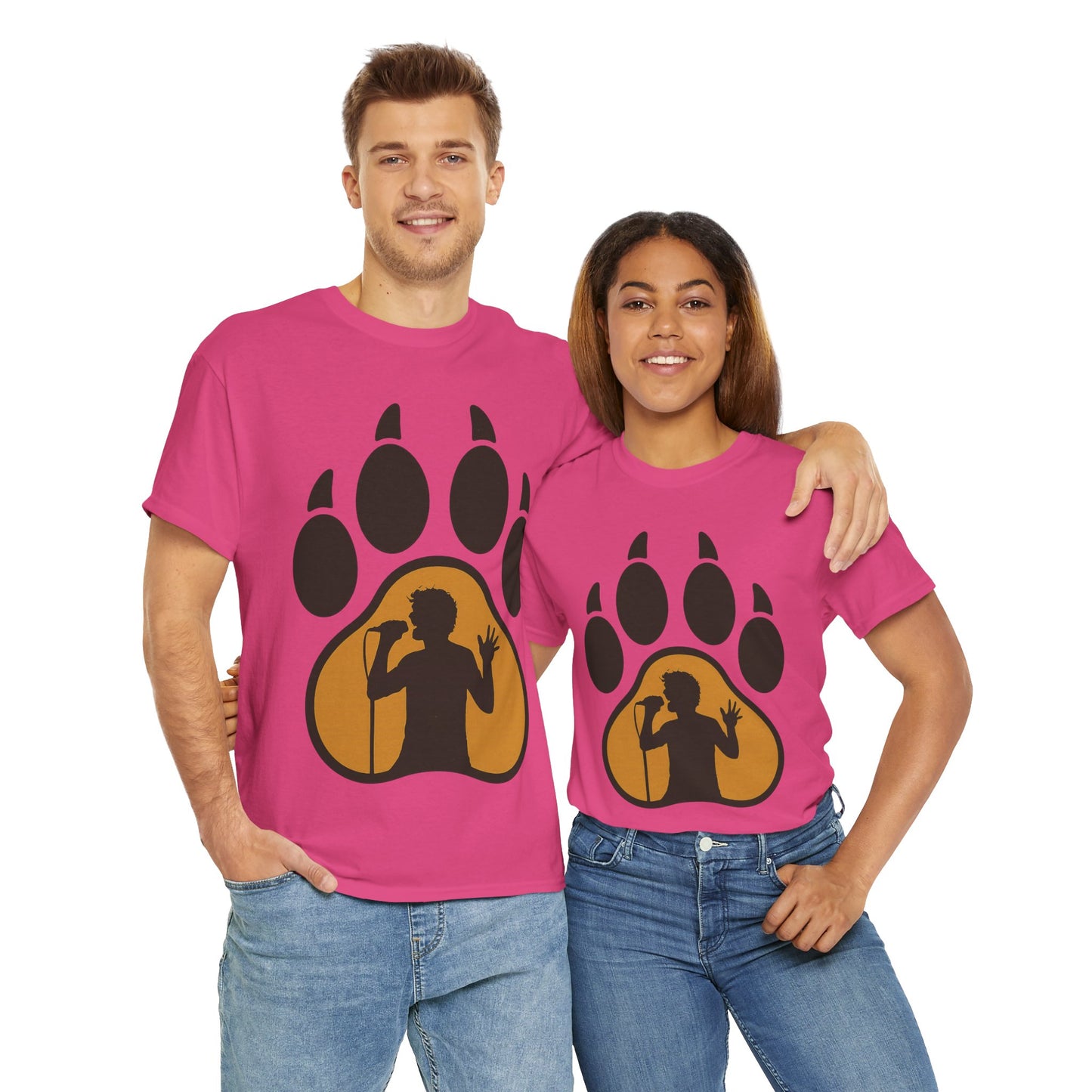Rockin' Paw Print Tee - Unisex Cotton Shirt for Animal Lovers, Music Fans, Gifts, Concerts, Hipster Style