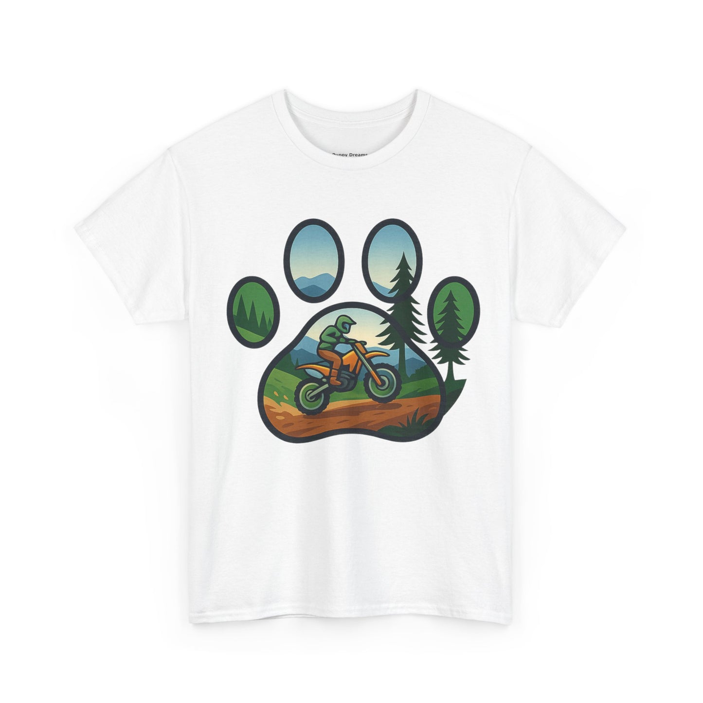 Adventure Paw Print T-Shirt, Unisex Cotton Tee, Outdoor Enthusiast Gift, Nature Lover Shirt, Motorcycle Graphics Tee
