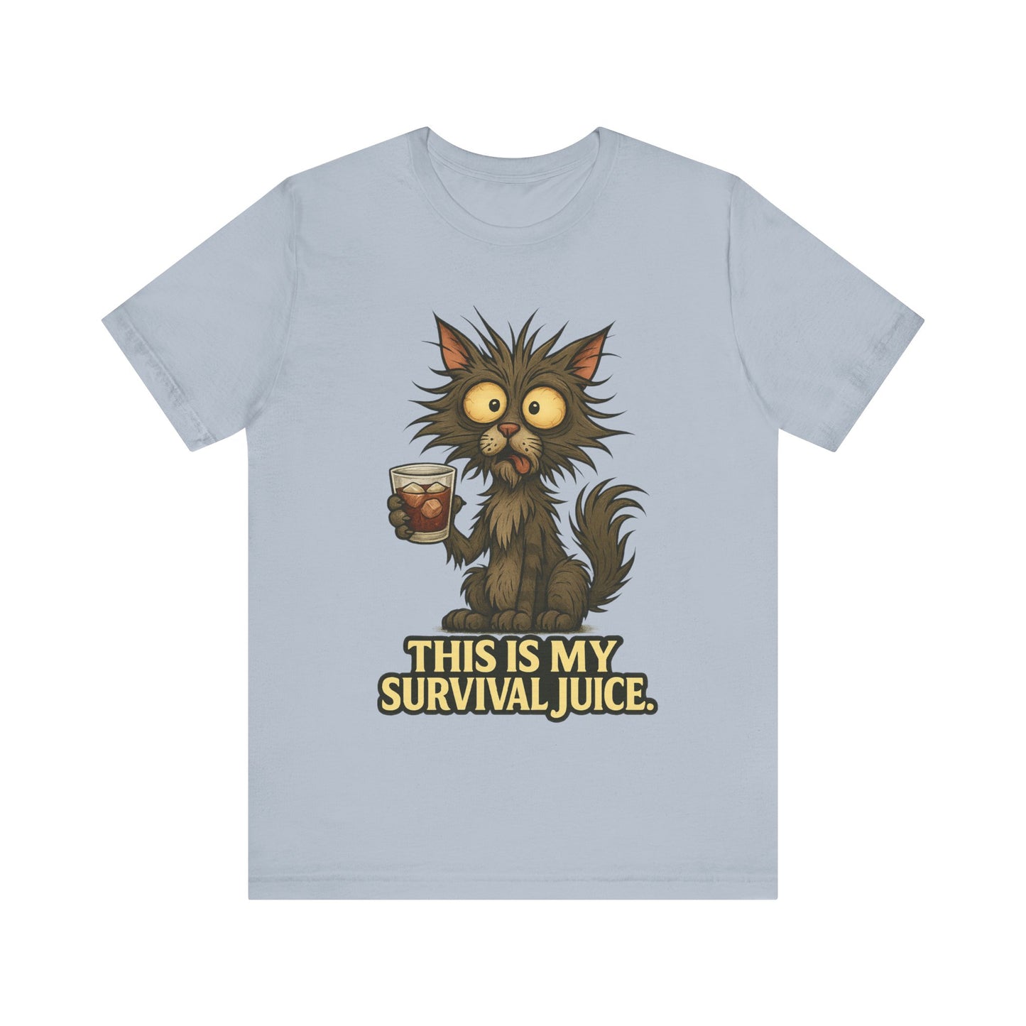 Survival Juice Cat Tee — Funny Coffee Cat T-Shirt