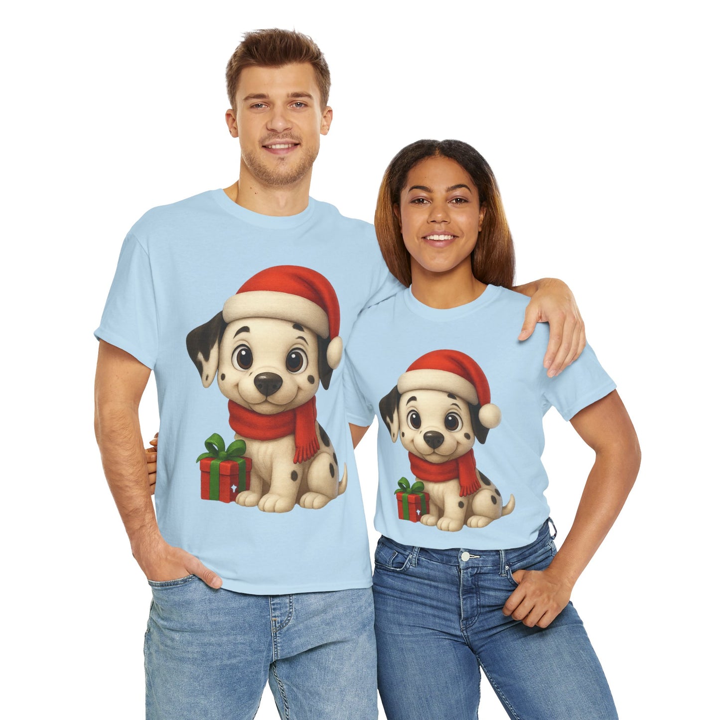 Adorable Christmas Puppy Tee - Unisex Heavy Cotton Tee