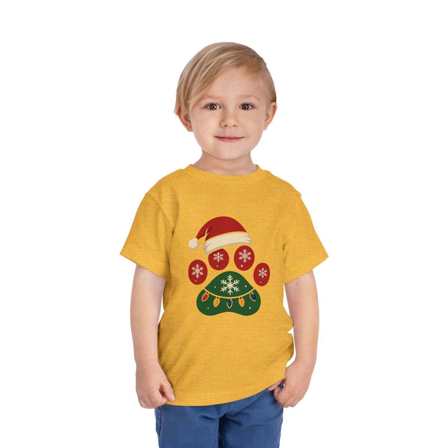 Christmas Toddler Tee with Holiday Paw Print Design, Cute Kids T-Shirt, Santa Dogs Tee, Holiday Outfit, Festive Child Shirt