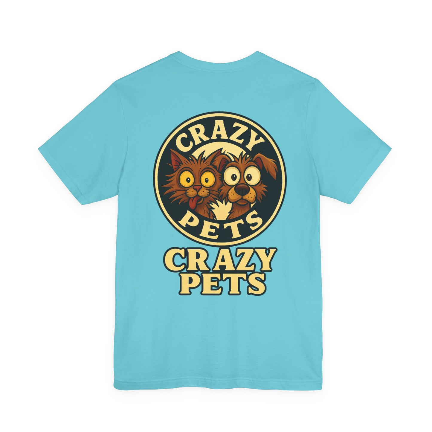Crazy Pets Tee — "Running on Vibes and Poor Decisions" Cute Coffee-Loving Dog Shirt