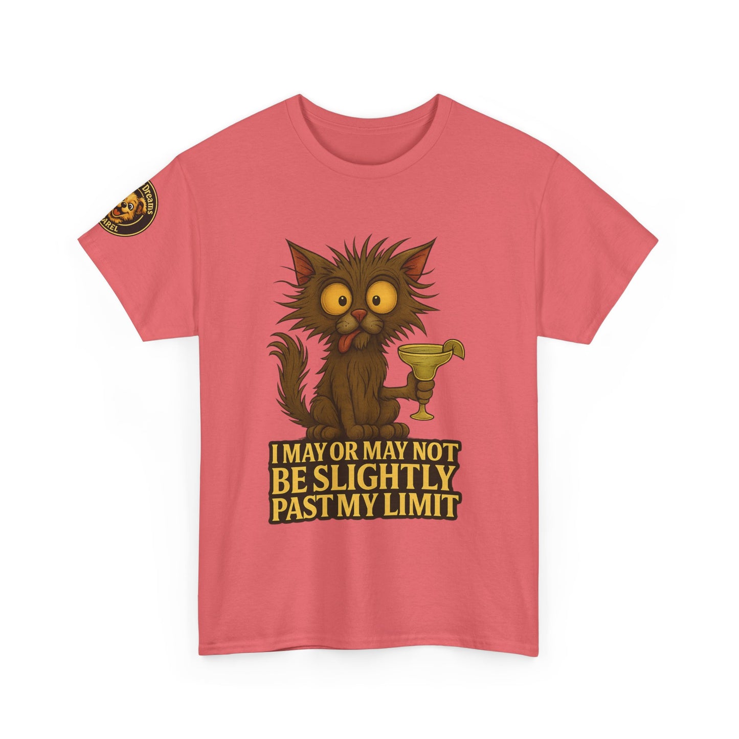 Cat Drinking Wine T‑Shirt — “I May Or May Not Be Slightly Past My Limit” Funny Graphic Tee