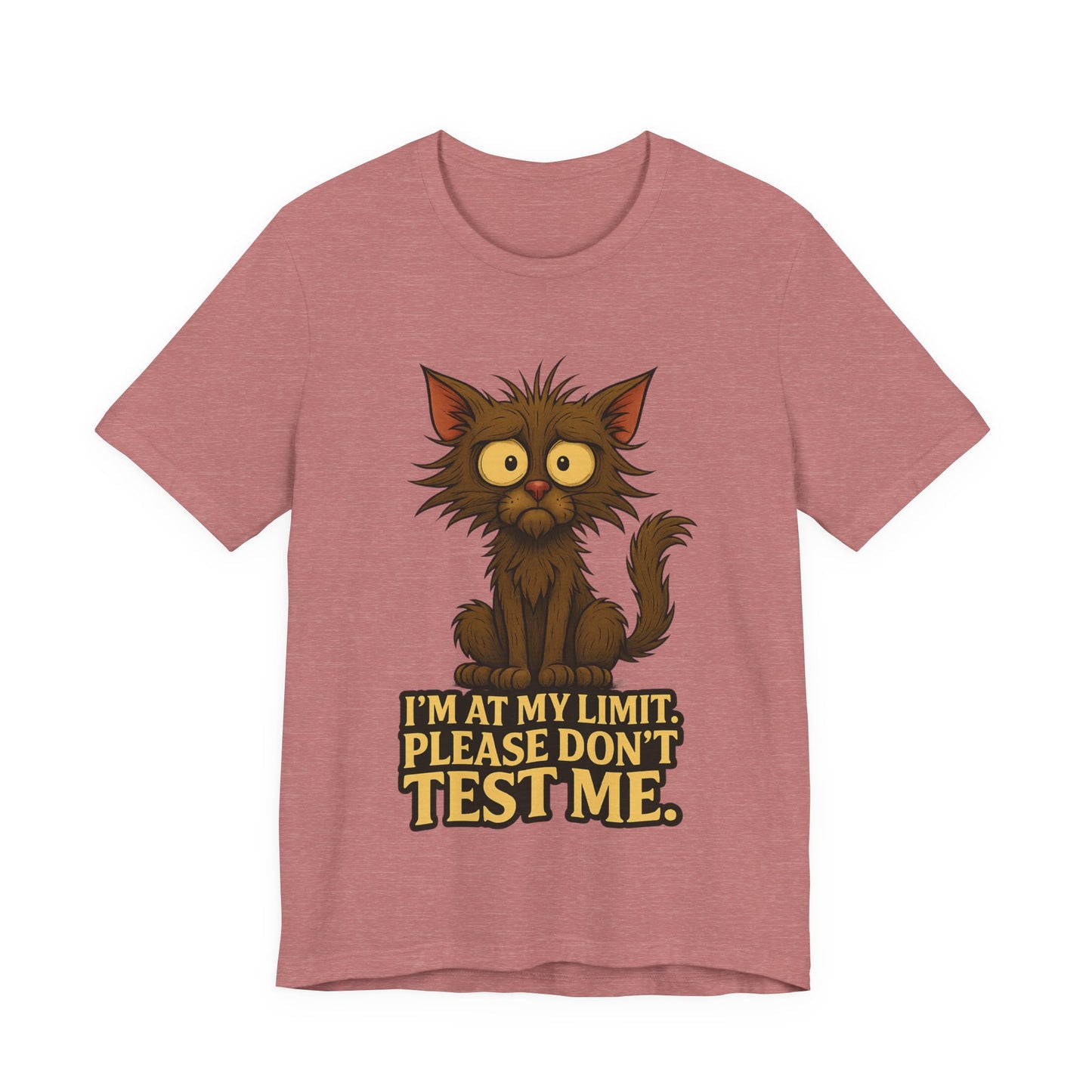 Funny Cat T-Shirt — "I'm At My Limit, Please Don't Test Me" Cute Stressed Kitty Graphic Tee