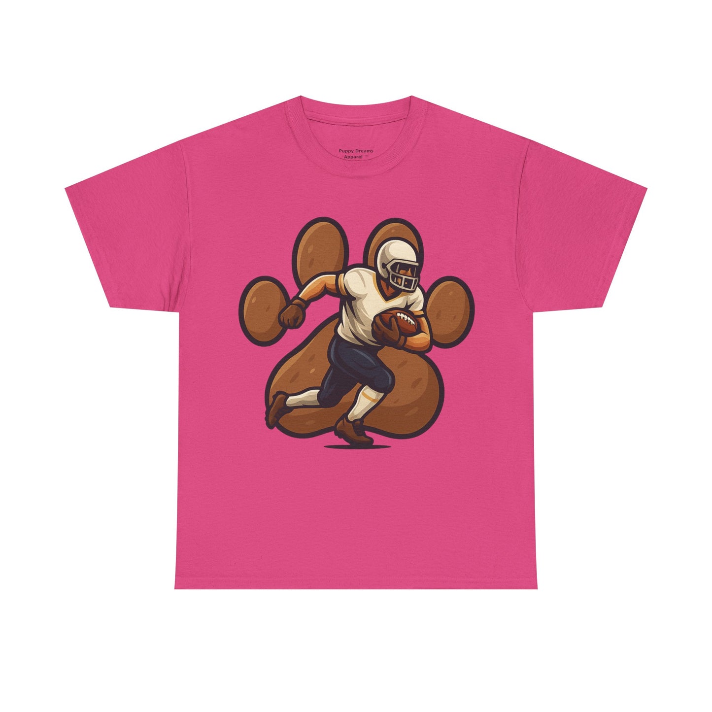 Football Paw Print Tee - Unisex Heavy Cotton T-Shirt, Sports Fan Gift, Game Day Apparel, Casual Wear, Team Spirit Tops