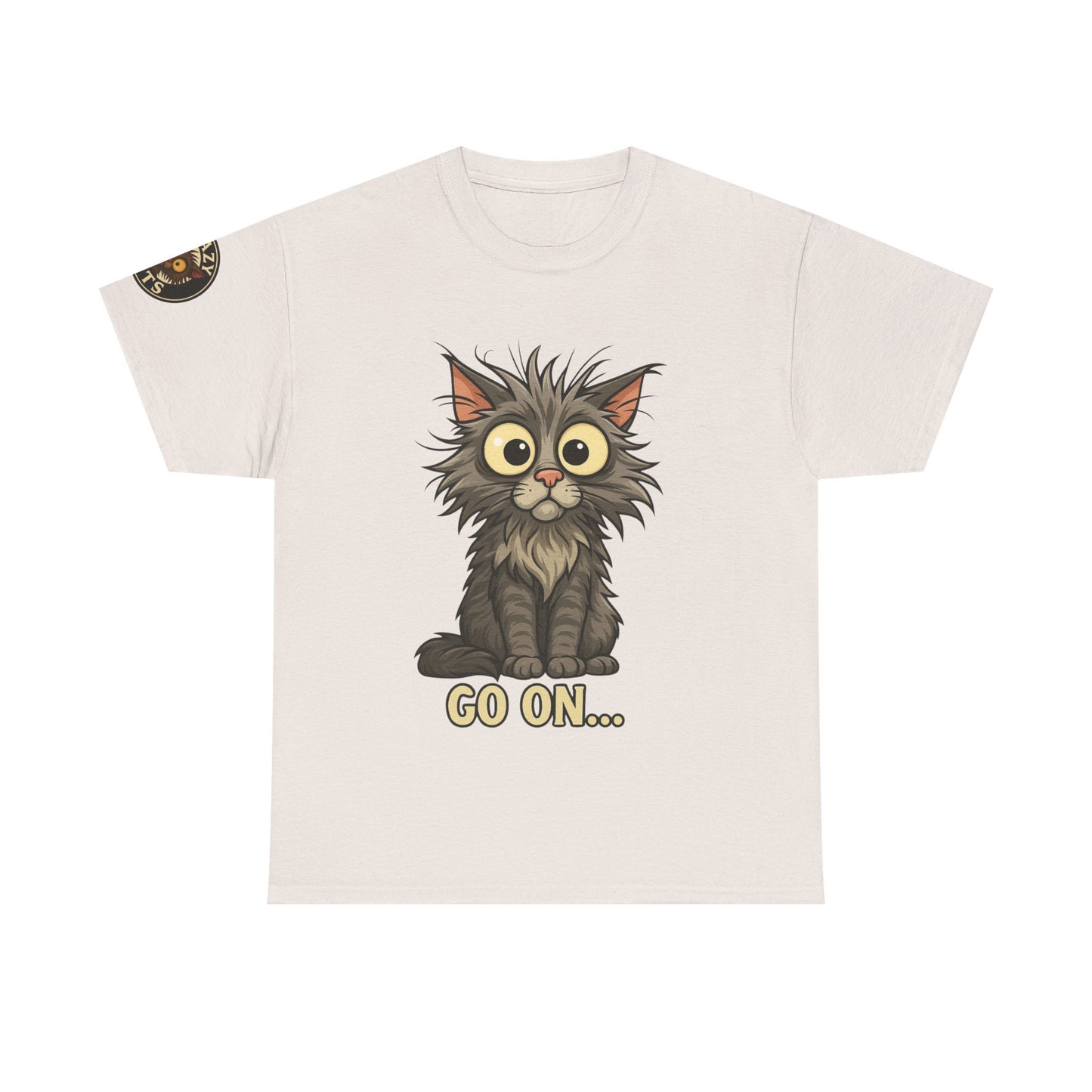 Cat Graphic Tee – Cute Wide-Eyed Kitten “Go On...” Shirt