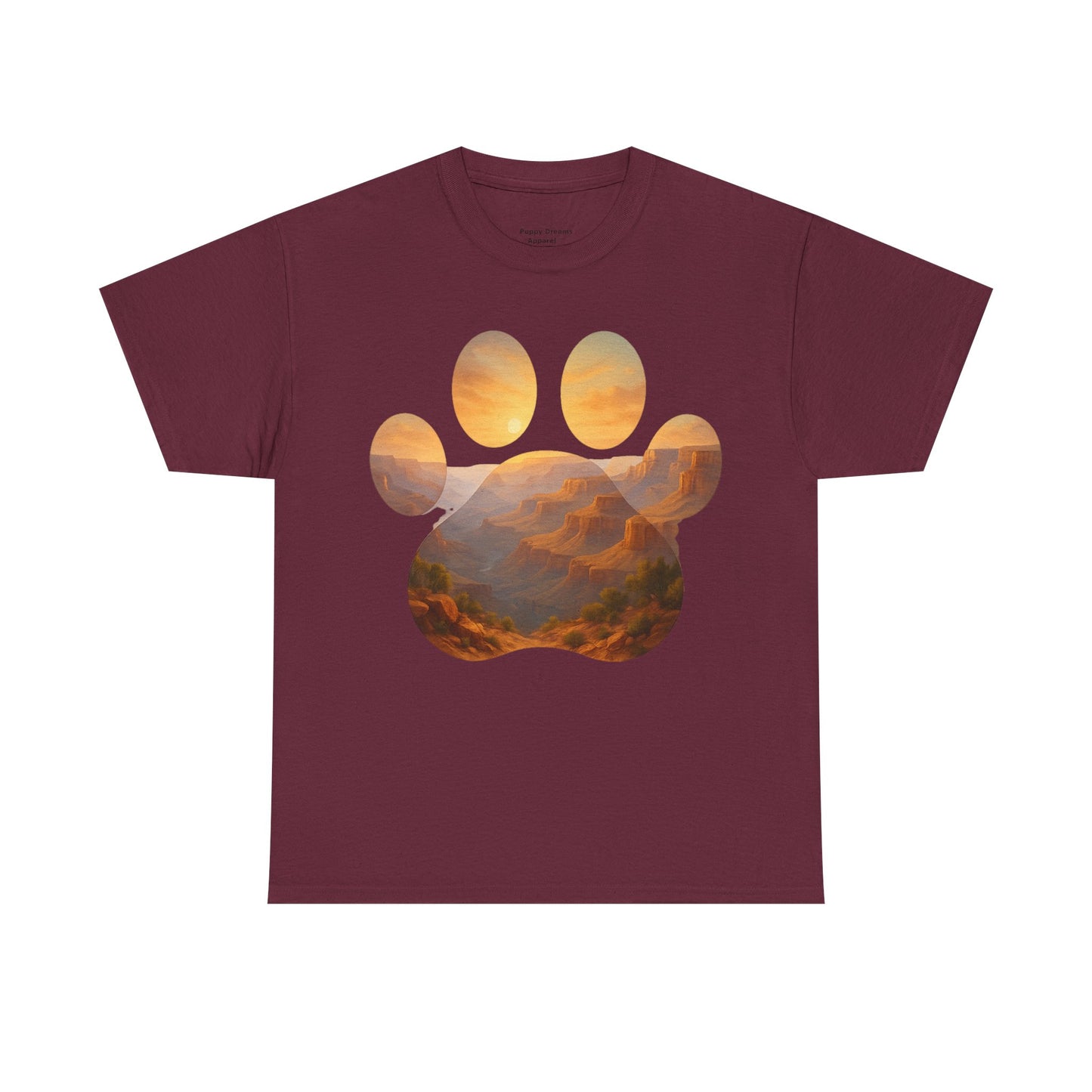 Sunset Paw Print Tee, Unisex T-Shirt for Pet Lovers, Cute Animal Graphic Shirt, Comfortable Everyday Wear, Gift for Dog Owners