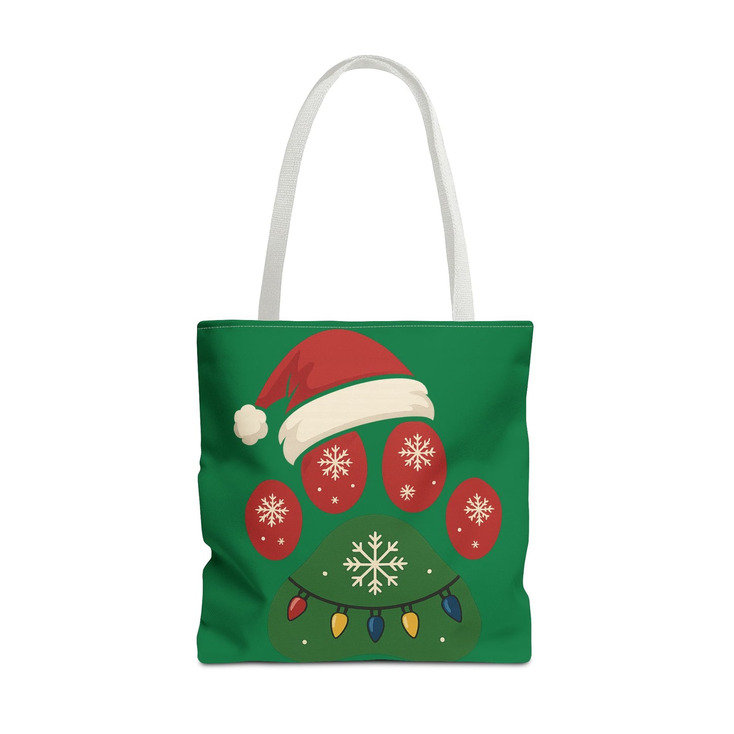 Festive Animal Paw Print Tote Bag, Holiday Shopper Tote, Christmas Gift Bag, Eco-Friendly Holiday Tote, Pet Lover's Tote