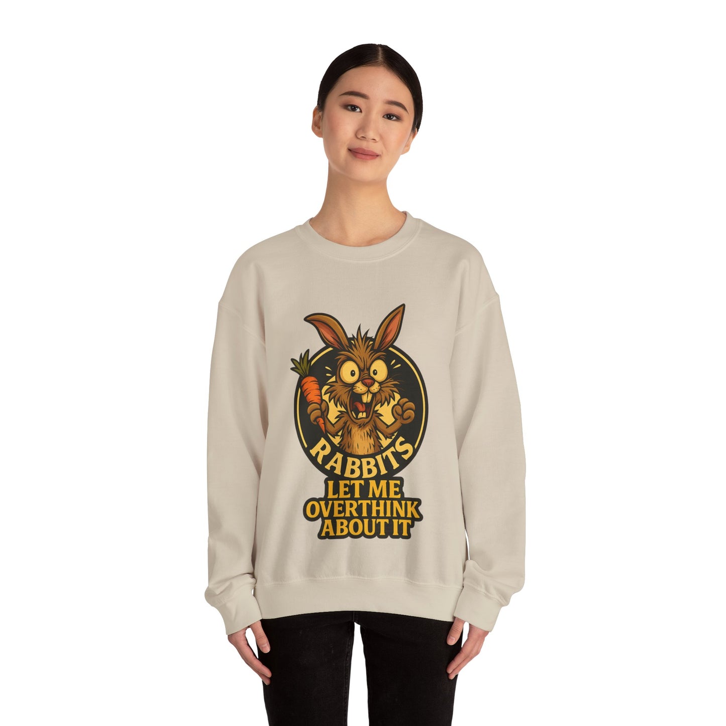 Rabbit Overthinker Crewneck Sweatshirt – "Rabbits Let Me Overthink About It" Graphic