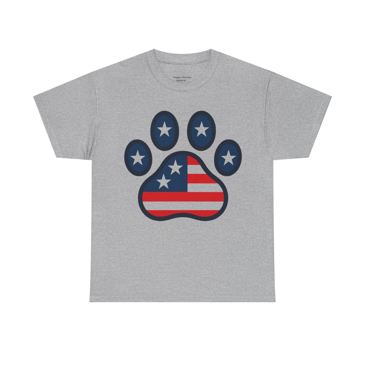 Patriotic Paw Print Tee, Cute Pet Lover T-shirt, Fashion Gift for Dog Owners, 4th of July Shirt, Casual Cotton Top