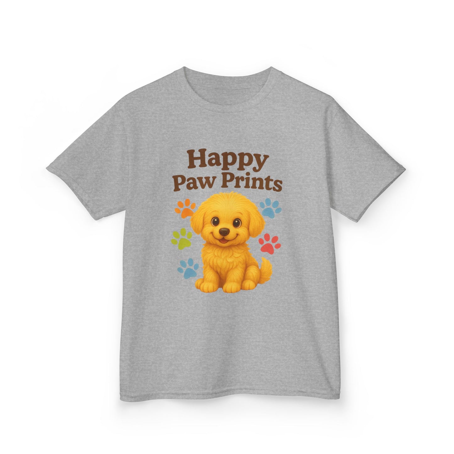 Cute Puppy Kids Tee - Happy Paw Prints T-Shirt, Animal Lover Gift, Youth Apparel, Birthday Gift, Pet-Themed Clothing