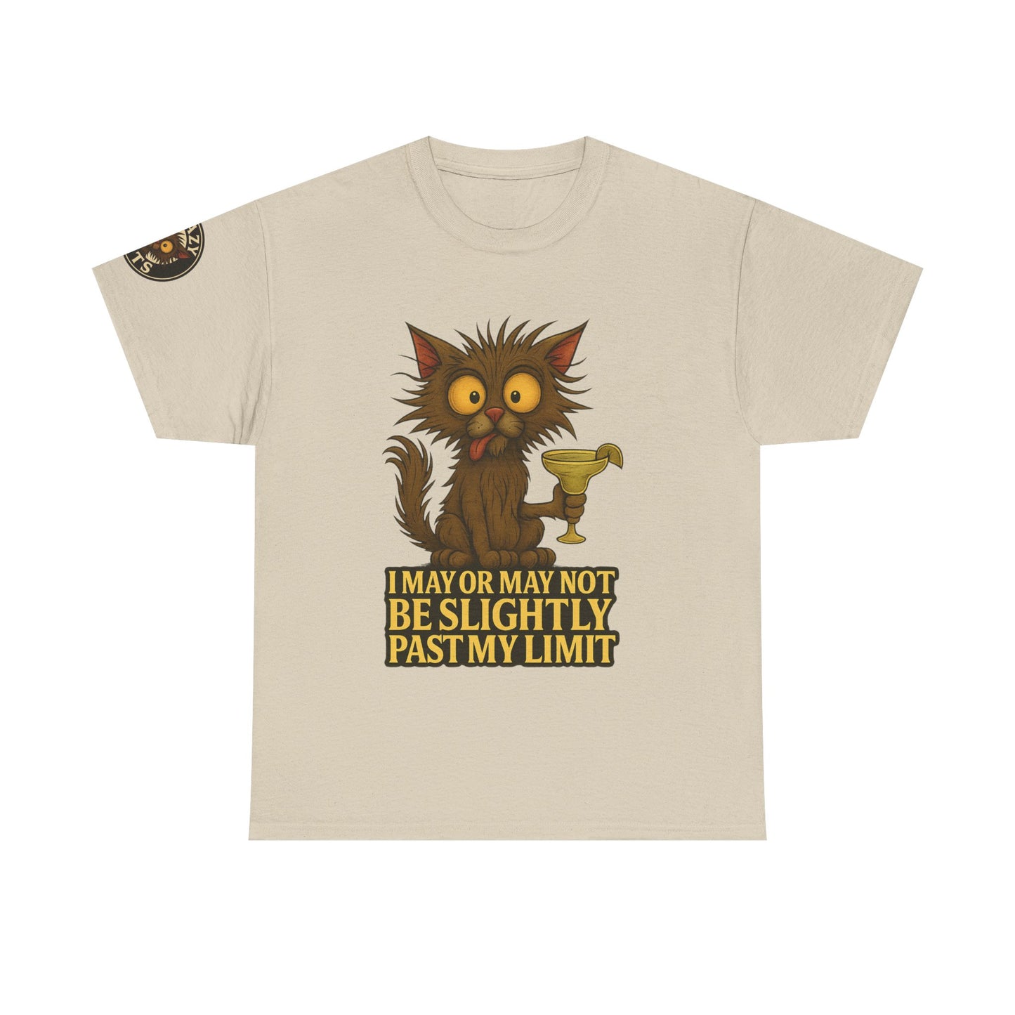Cat Drinking Wine T‑Shirt — “I May Or May Not Be Slightly Past My Limit” Funny Graphic Tee