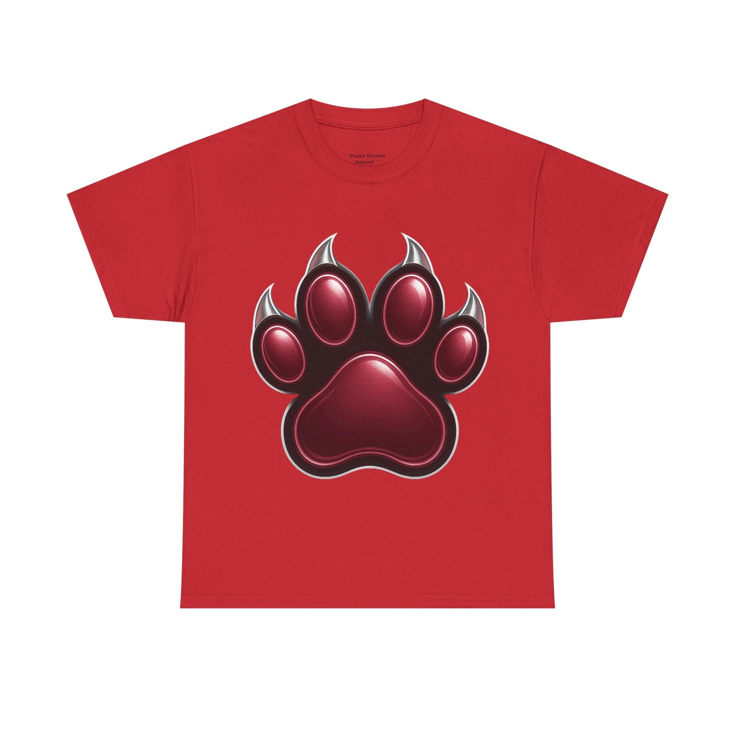 Stylish Unisex Heavy Cotton Tee with Bold Red Paw Print, Pet Lover Gift, Animal Rescue Fundraiser, Casual Wear, Everyday Essentials