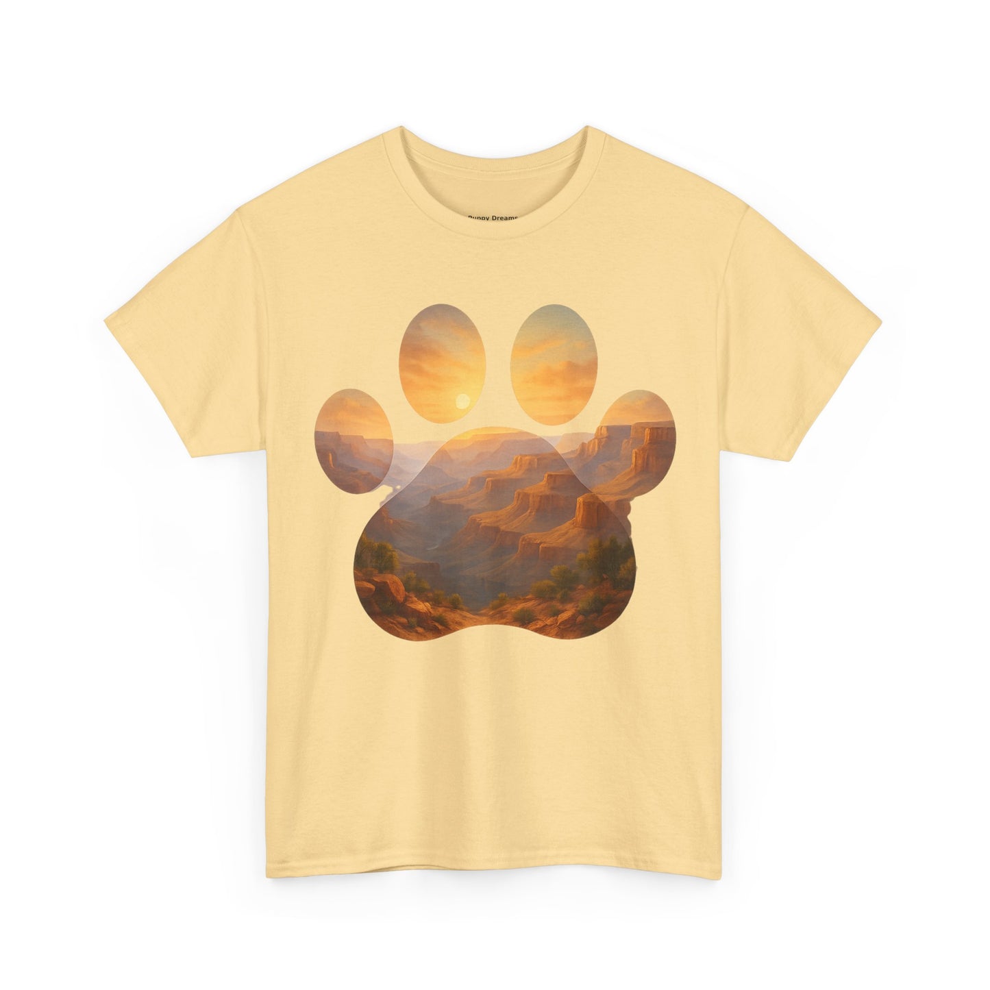 Sunset Paw Print Tee, Unisex T-Shirt for Pet Lovers, Cute Animal Graphic Shirt, Comfortable Everyday Wear, Gift for Dog Owners