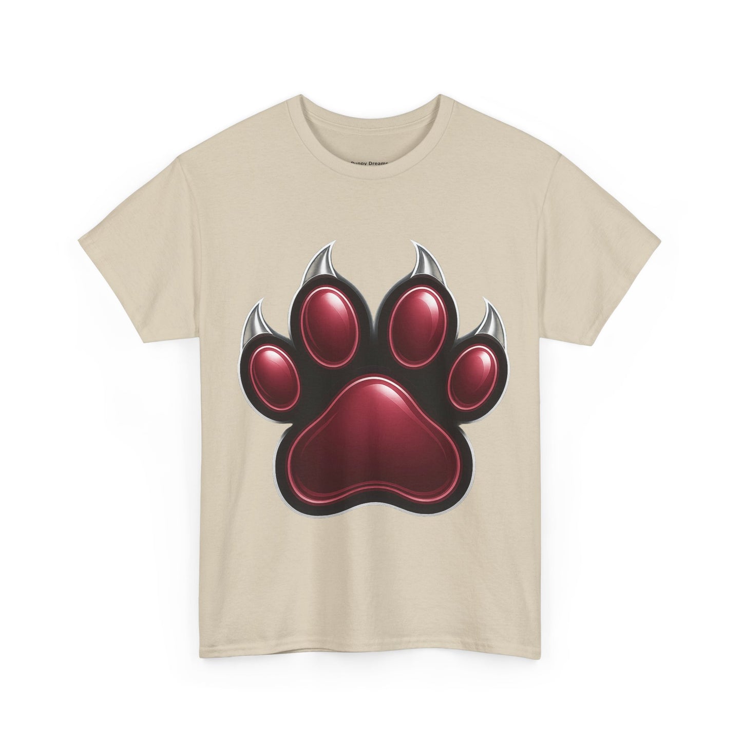 Stylish Unisex Heavy Cotton Tee with Bold Red Paw Print, Pet Lover Gift, Animal Rescue Fundraiser, Casual Wear, Everyday Essentials