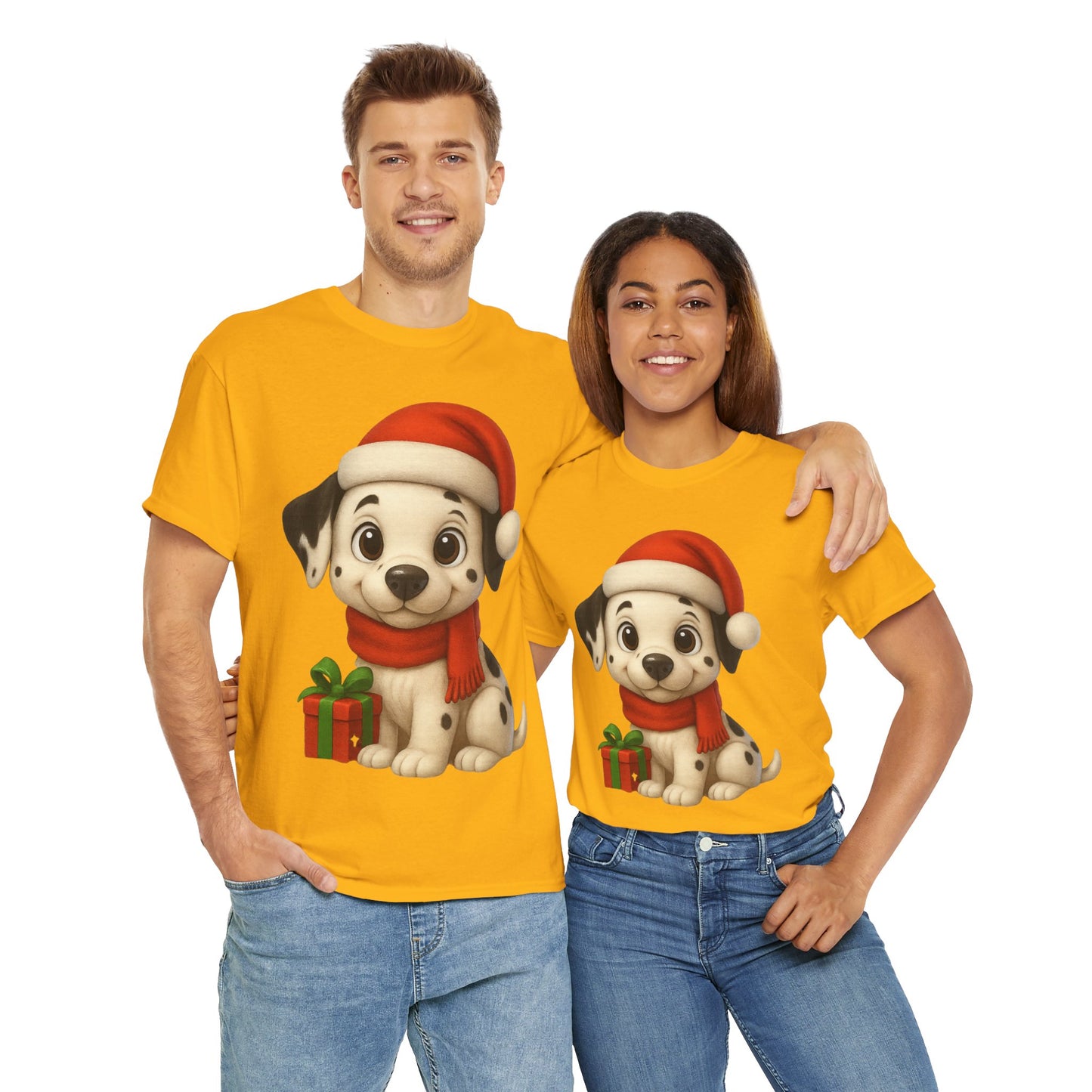 Adorable Christmas Puppy Tee - Unisex Heavy Cotton Tee