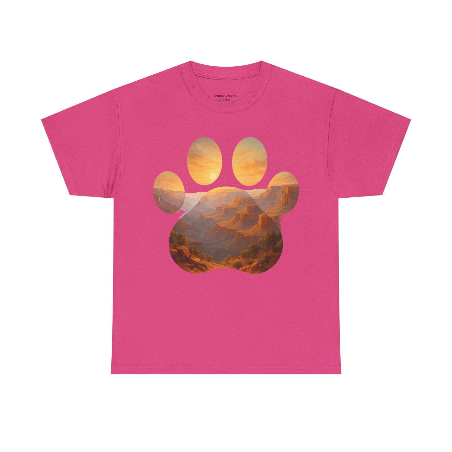Sunset Paw Print Tee, Unisex T-Shirt for Pet Lovers, Cute Animal Graphic Shirt, Comfortable Everyday Wear, Gift for Dog Owners