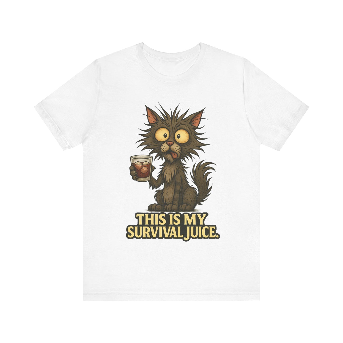 Survival Juice Cat Tee — Funny Coffee Cat T-Shirt