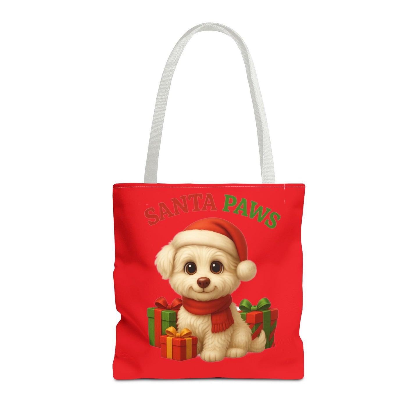 Adorable Santa Paws Tote Bag | Cute Christmas Pet Gift, Holiday Shopping, Pet Lover Accessory, Festive Handbag, Paw Print Tote