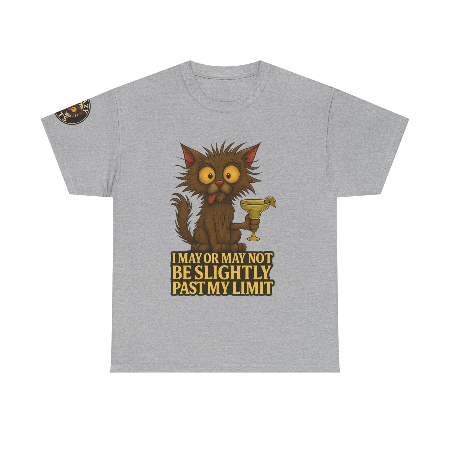 Cat Drinking Wine T‑Shirt — “I May Or May Not Be Slightly Past My Limit” Funny Graphic Tee