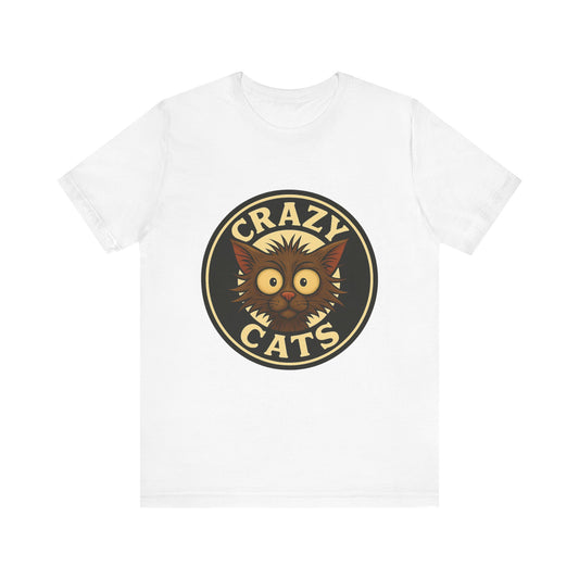 Crazy Cats T‑Shirt — Retro Cute Cat Badge Tee