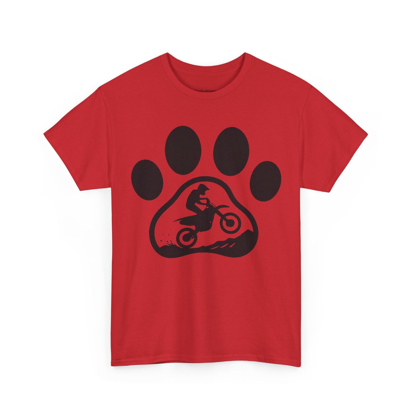 Motorcycle Paw Print Tee for Animal Lovers, Unisex Heavy Cotton Tee, Gift for Bikers, Dog Dad Shirt, Casual Wear, Paw Print Design