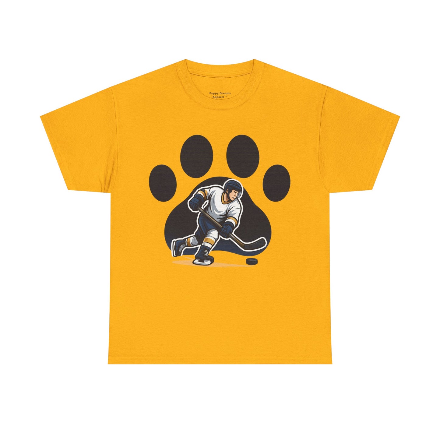 Hockey Paw Print Tee - Perfect for Ice Hockey Fans, Game Day Wear, Sports Events, Gifts for Athletes, Unisex Heavy Cotton T-Shirt