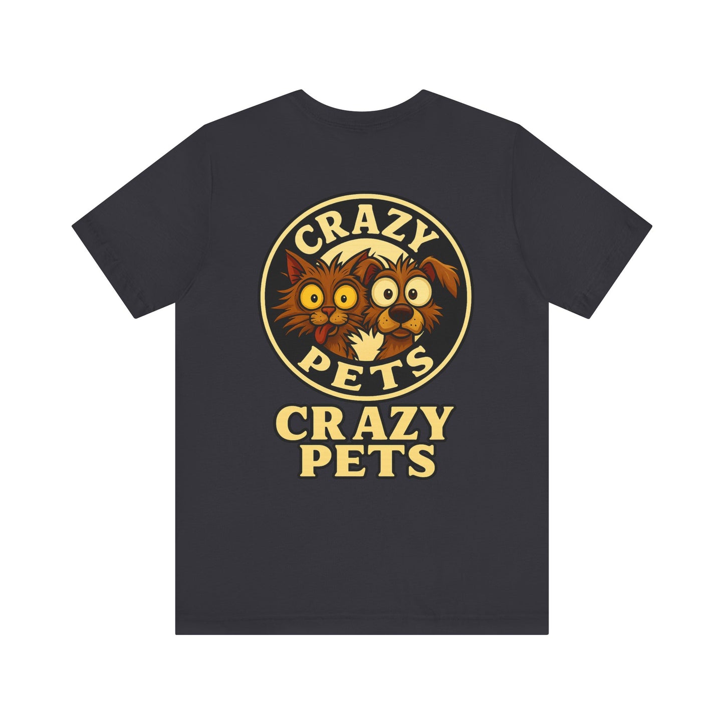 Crazy Pets Tee — "Running on Vibes and Poor Decisions" Cute Coffee-Loving Dog Shirt