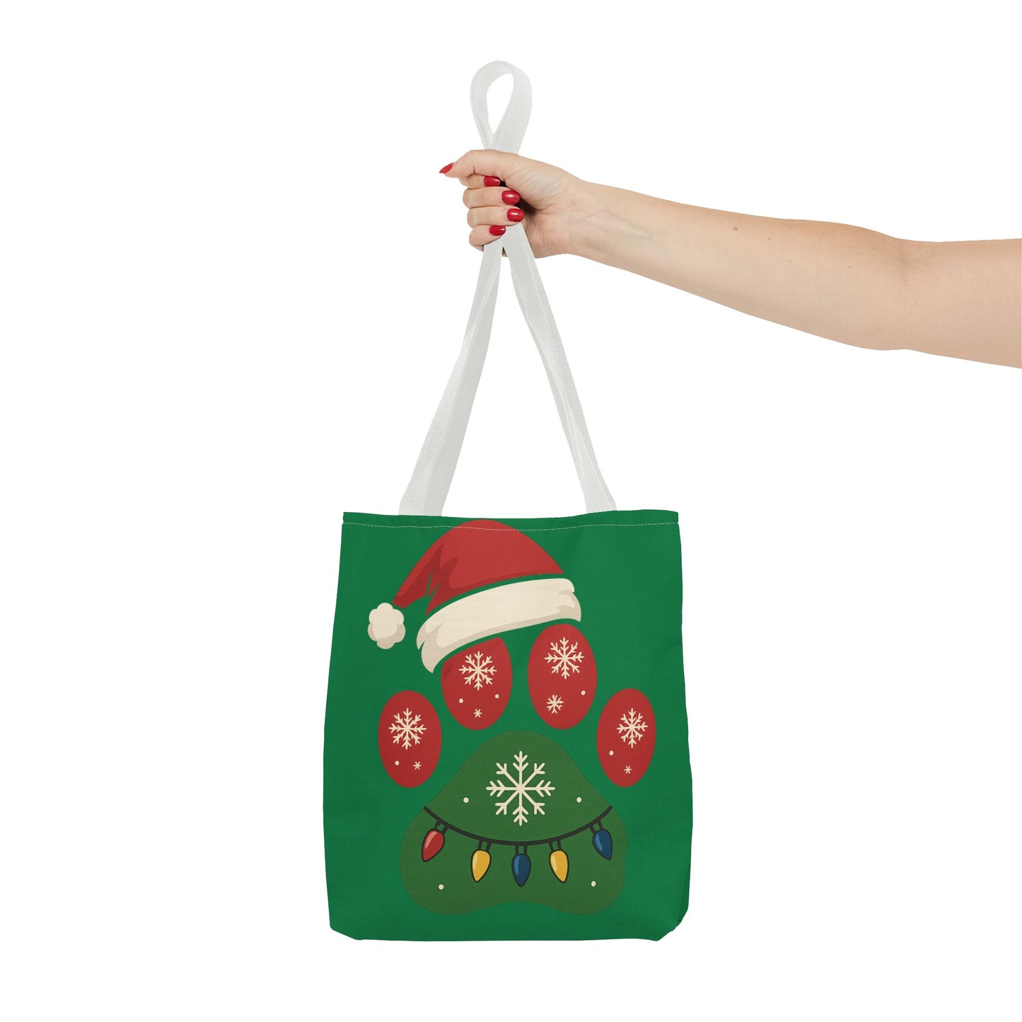 Festive Animal Paw Print Tote Bag, Holiday Shopper Tote, Christmas Gift Bag, Eco-Friendly Holiday Tote, Pet Lover's Tote