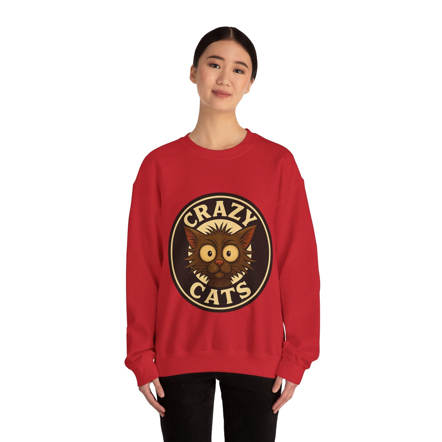 Crazy Cats Crewneck Sweatshirt — Vintage Cat Graphic Pullover