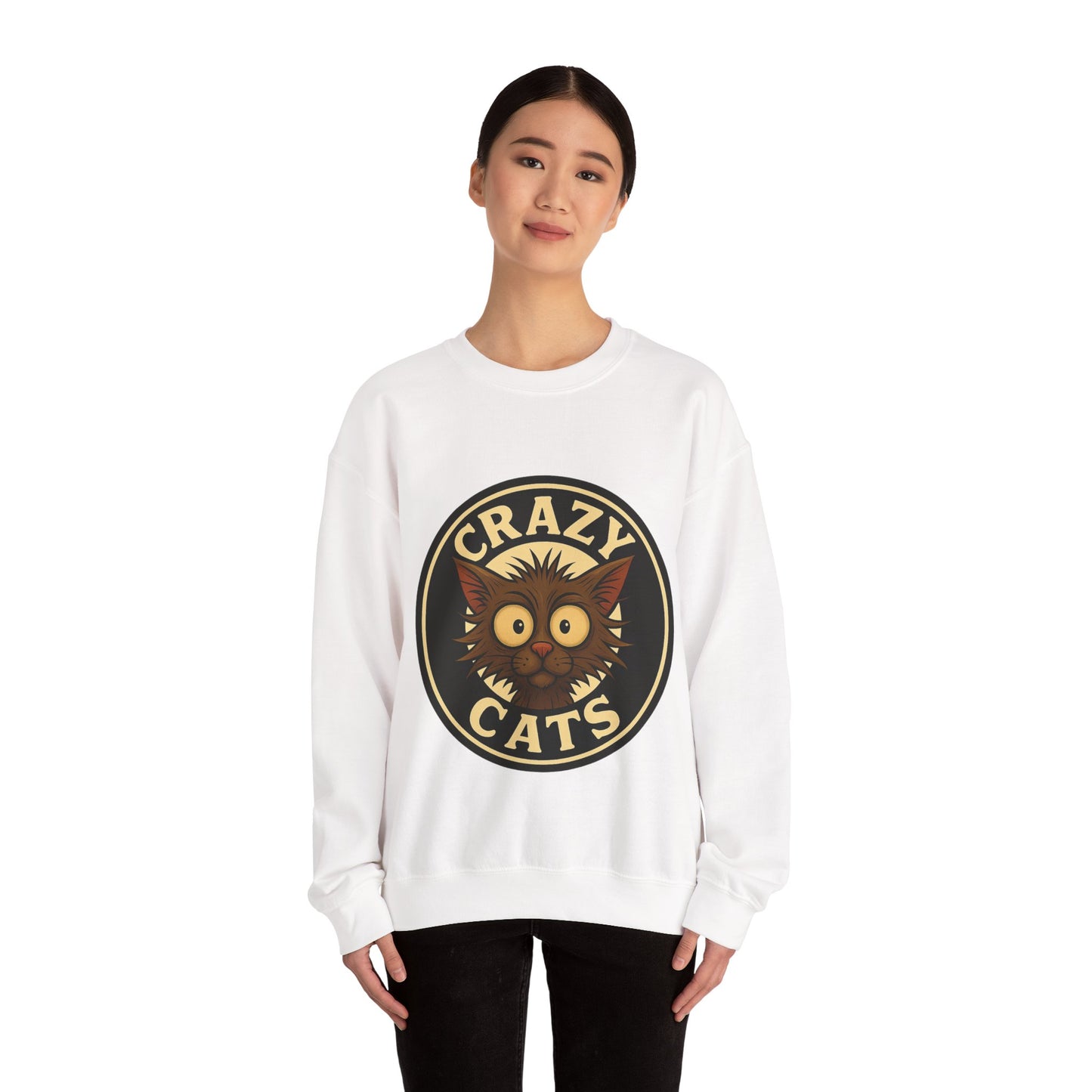 Crazy Cats Crewneck Sweatshirt — Vintage Cat Graphic Pullover