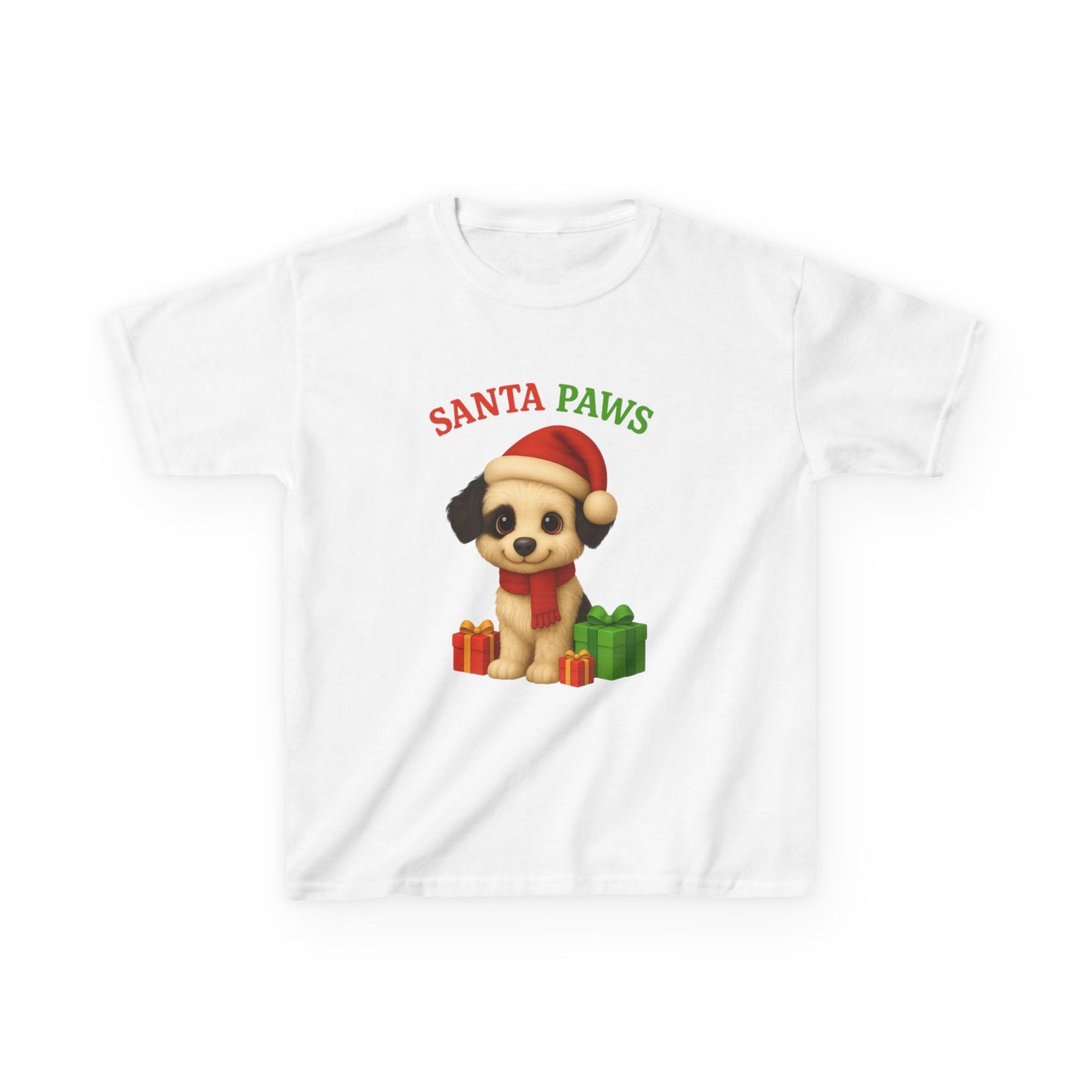Kids Santa Paws Tee, Adorable Holiday Dog T-Shirt, Christmas Gift for Boys and Girls, Cute Pup Design, Holiday Apparel, Festive Kids Wear
