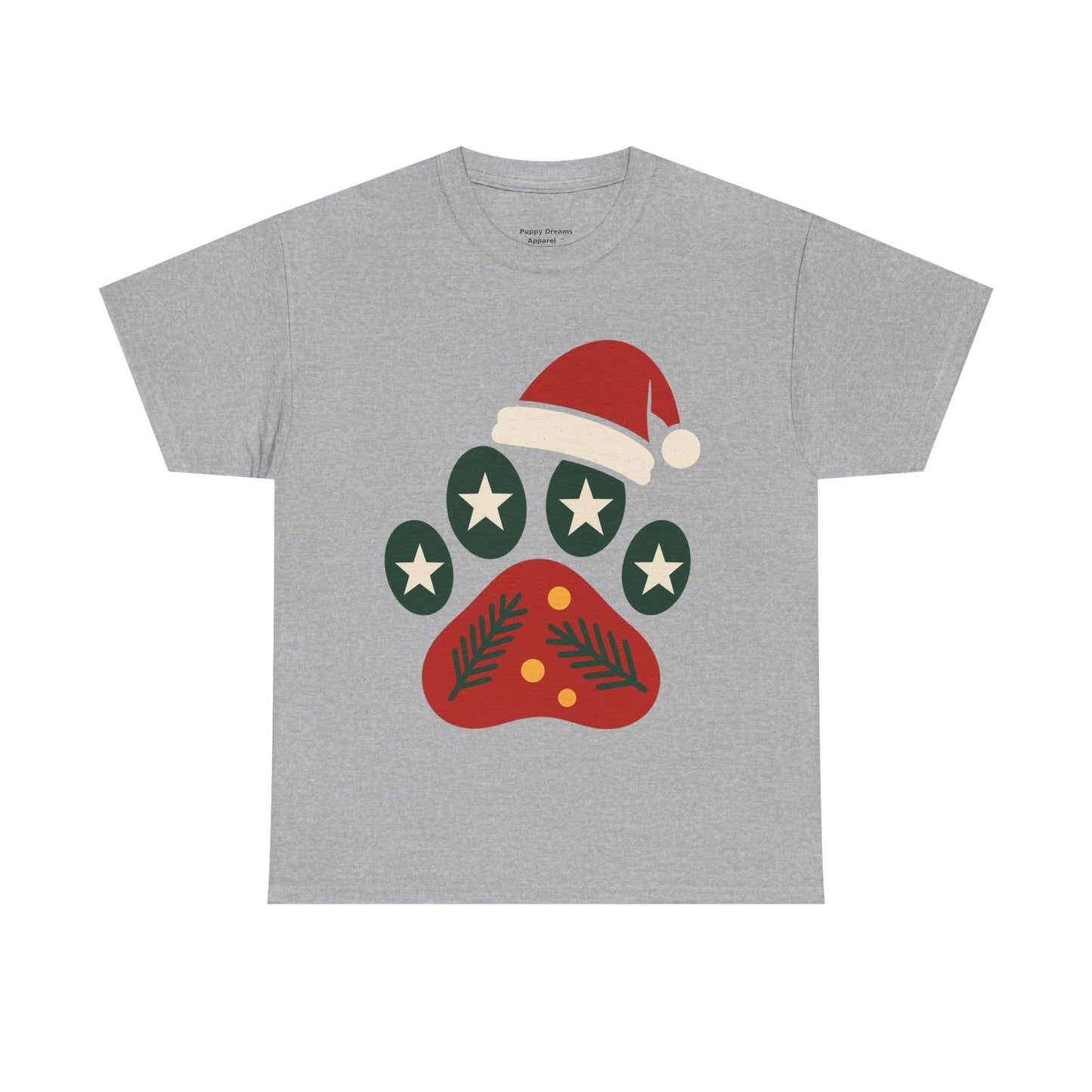 Festive Paw Print Tee, Holiday T-Shirt, Dog Lover Gift, Christmas Apparel, Unisex Cotton Shirt