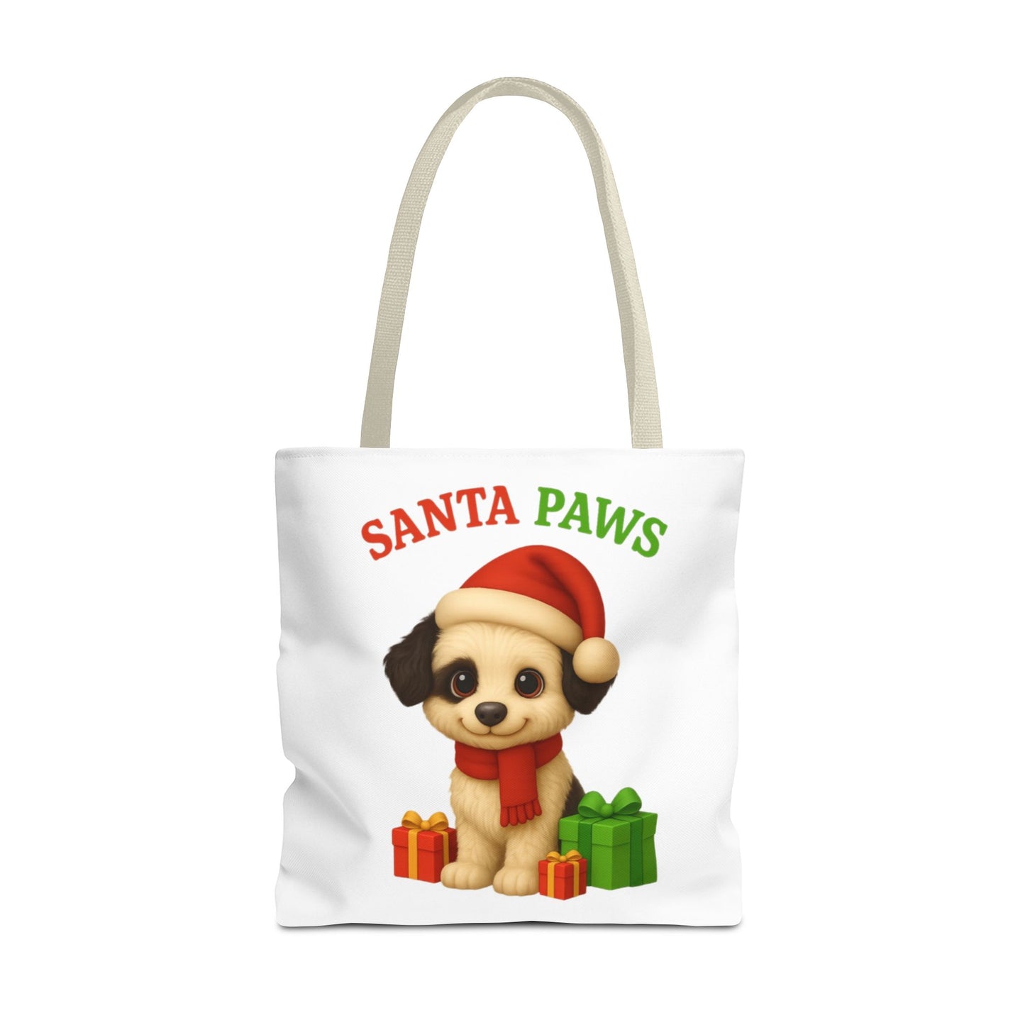 Christmas Dog Tote Bag, Pet Lover Gift, Santa Paws Eco-friendly Bag, Holiday Shopping Tote, Cute Puppy Design, Dog Owner Accessory