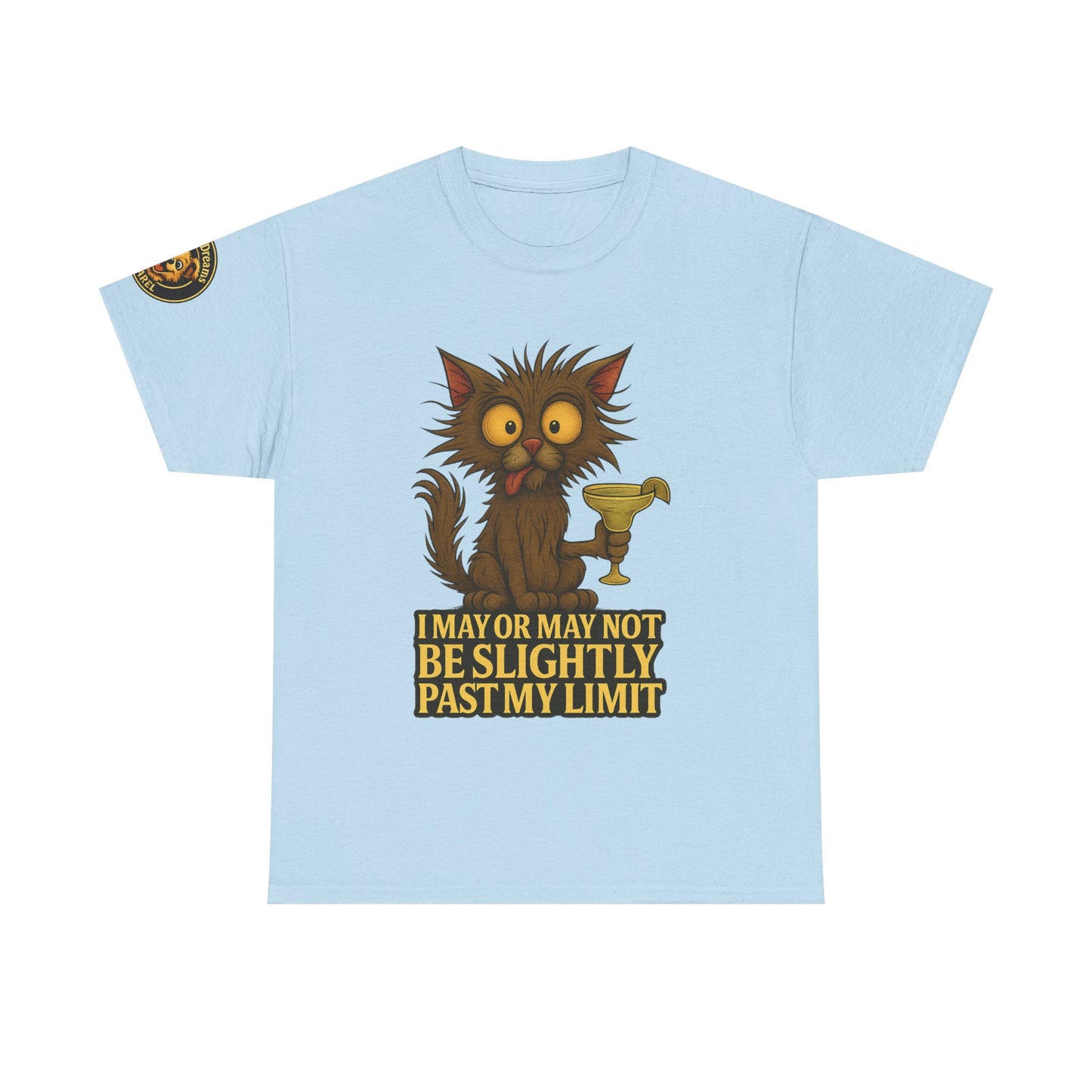 Cat Drinking Wine T‑Shirt — “I May Or May Not Be Slightly Past My Limit” Funny Graphic Tee