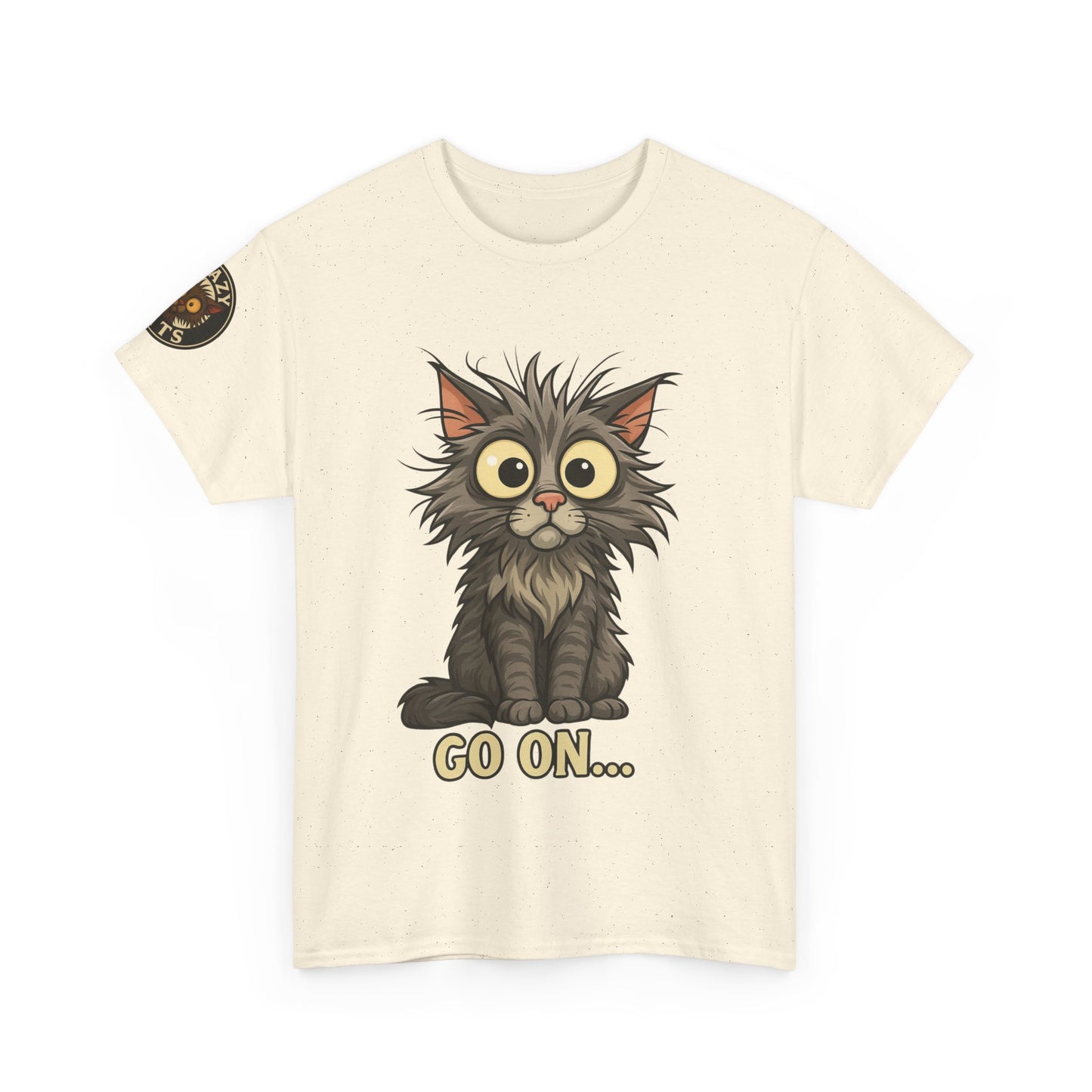 Cat Graphic Tee – Cute Wide-Eyed Kitten “Go On...” Shirt