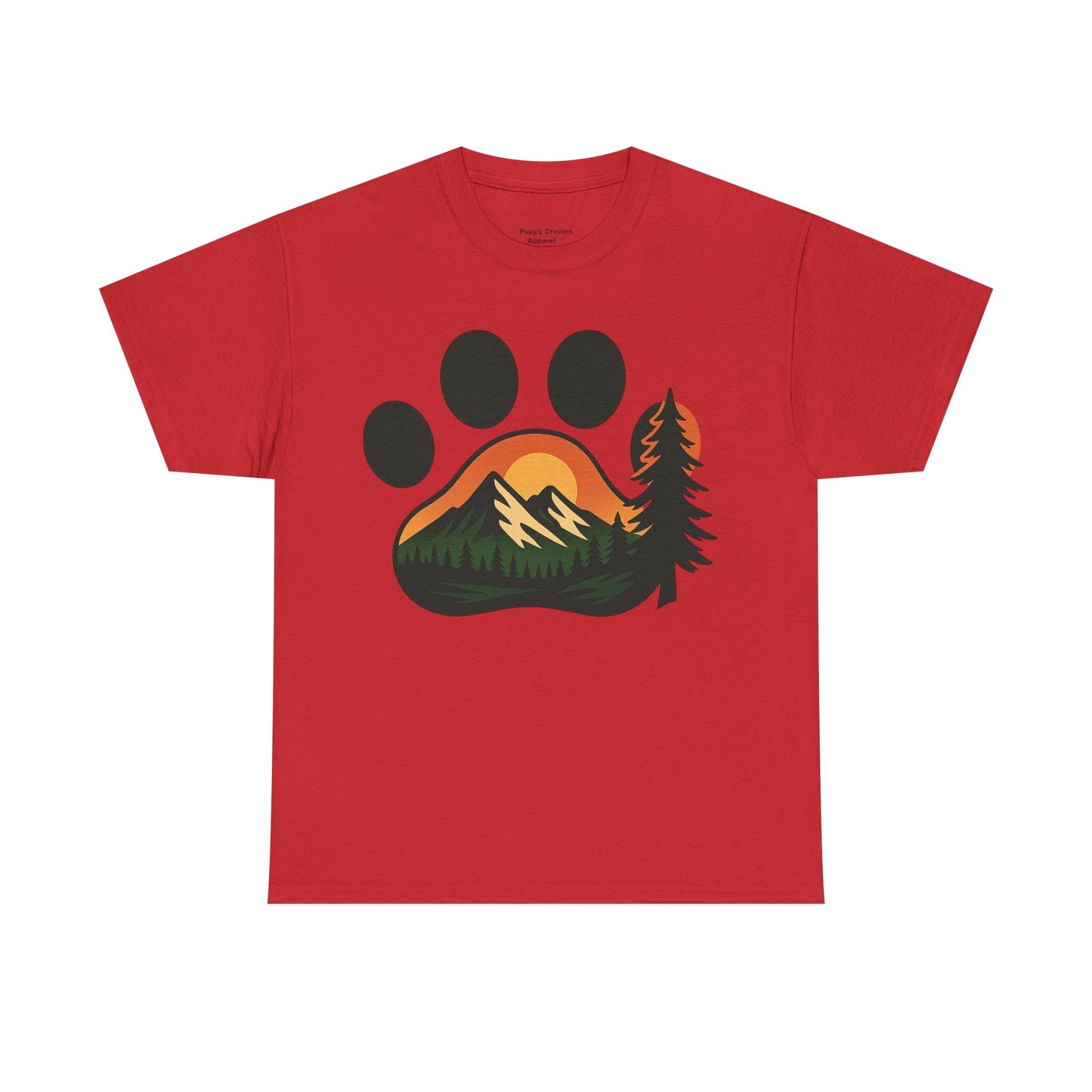 Nature-Inspired Paw Print Tee | Unisex Heavy Cotton T-Shirt for Animal Lovers, Outdoor Enthusiasts, Hiking, Camping, Gift Idea