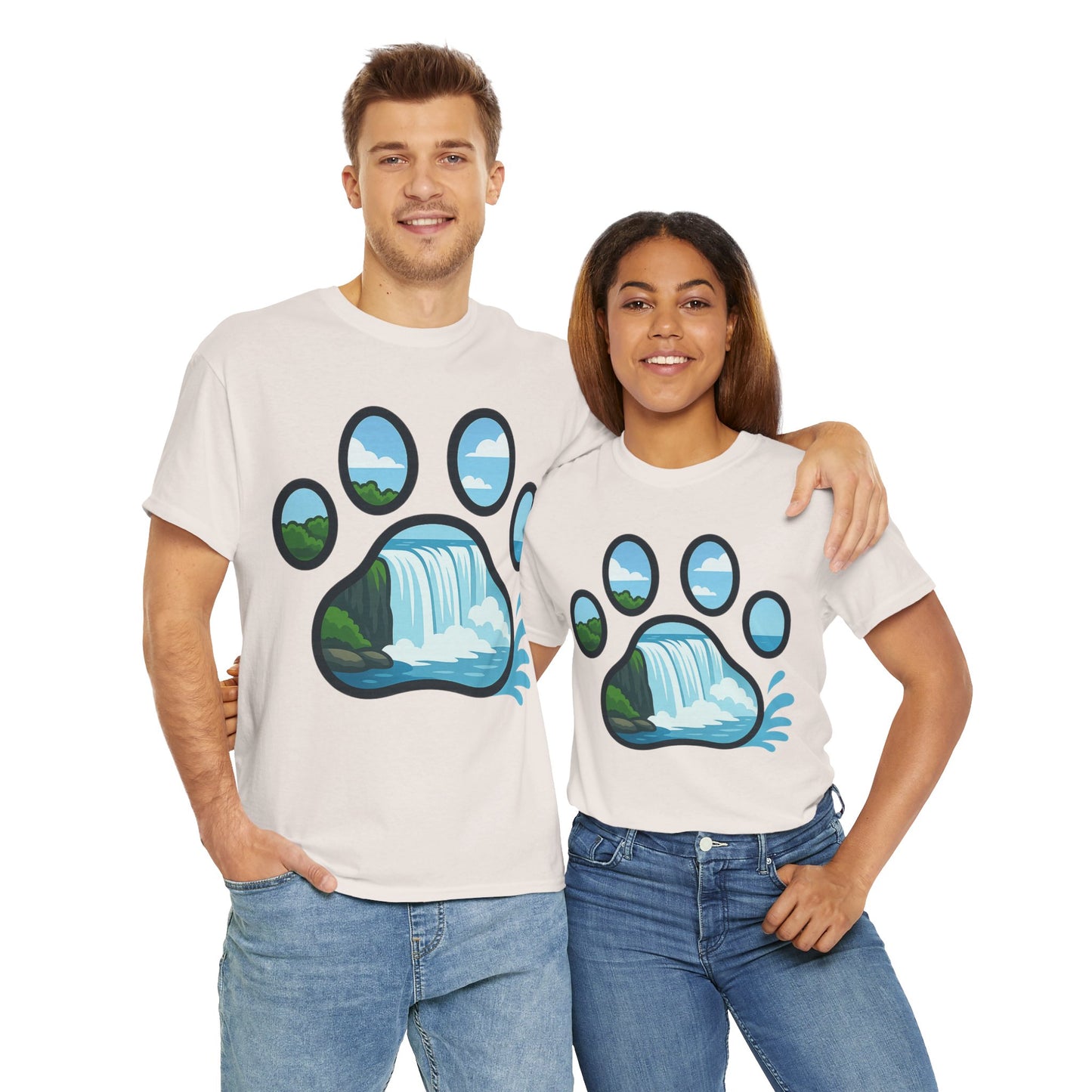 Nature-Inspired Paw Print Tee, Unisex Heavy Cotton Tee, Cute Animal Shirt, Outdoor Lover Gift, Eco-Friendly Apparel, Casual Wear