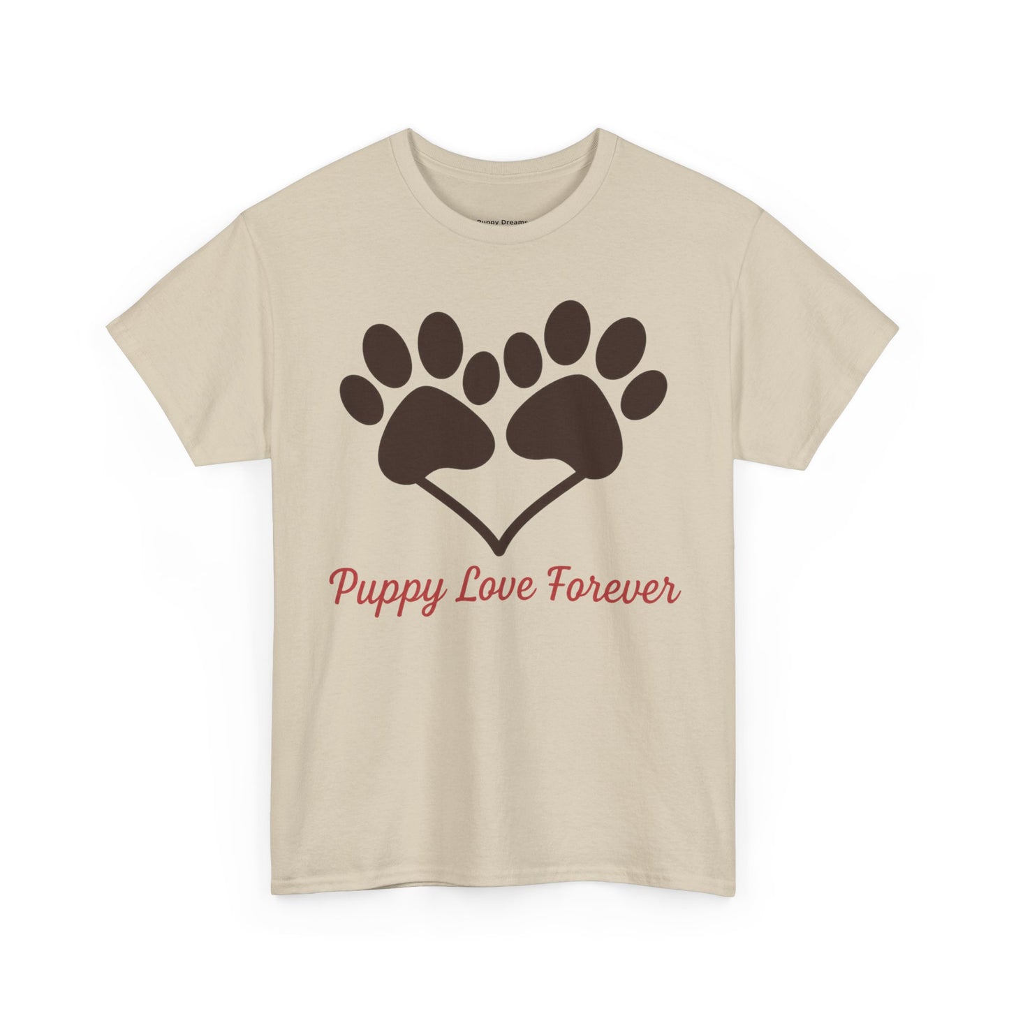 Puppy Love Forever Unisex Heavy Cotton Tee, Dog Lover Gift, Heart Paw Print Shirt, Pet Adoption Awareness, Animal Rescue T-Shirt