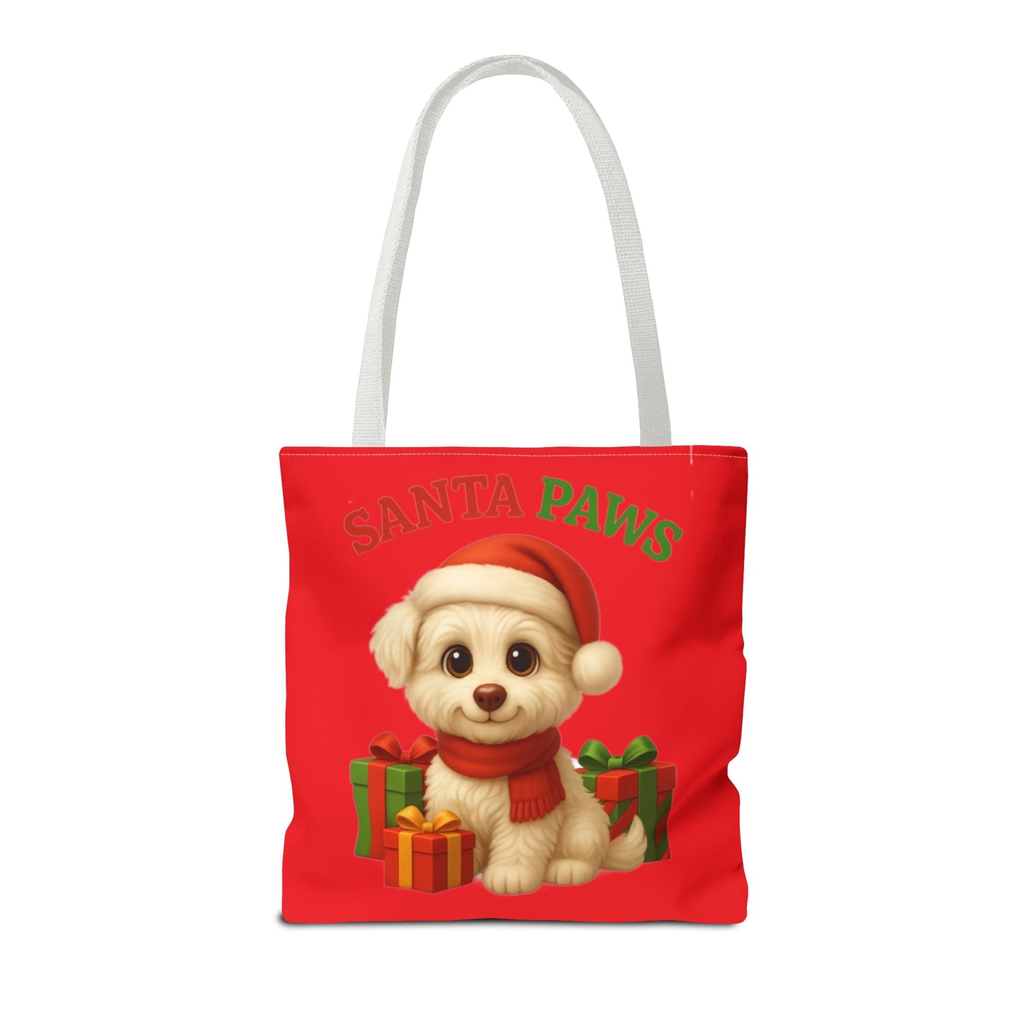 Adorable Santa Paws Tote Bag | Cute Christmas Pet Gift, Holiday Shopping, Pet Lover Accessory, Festive Handbag, Paw Print Tote