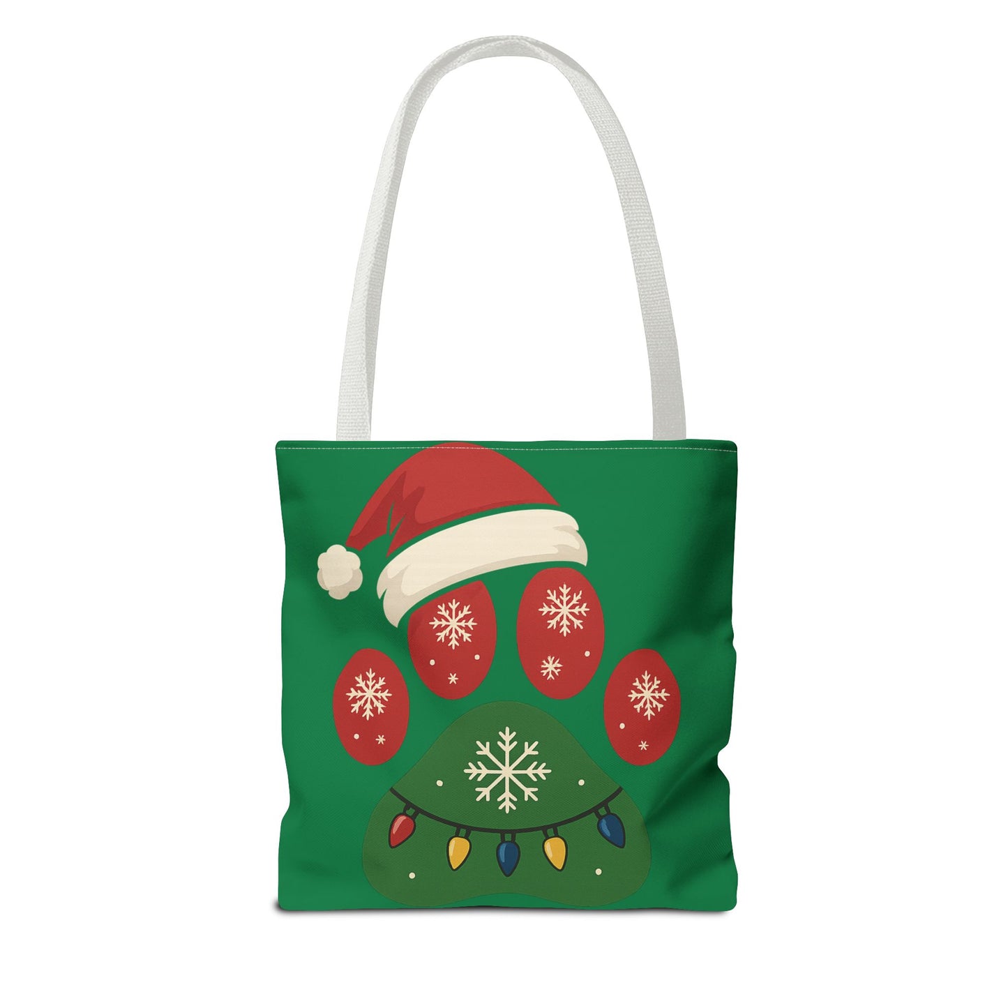 Festive Animal Paw Print Tote Bag, Holiday Shopper Tote, Christmas Gift Bag, Eco-Friendly Holiday Tote, Pet Lover's Tote